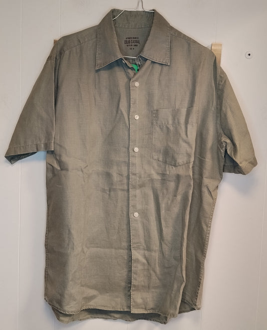 Camicia Uomo Celio Casual Beige Sabbia Taglia M Manica Corta Lino Blend Casual