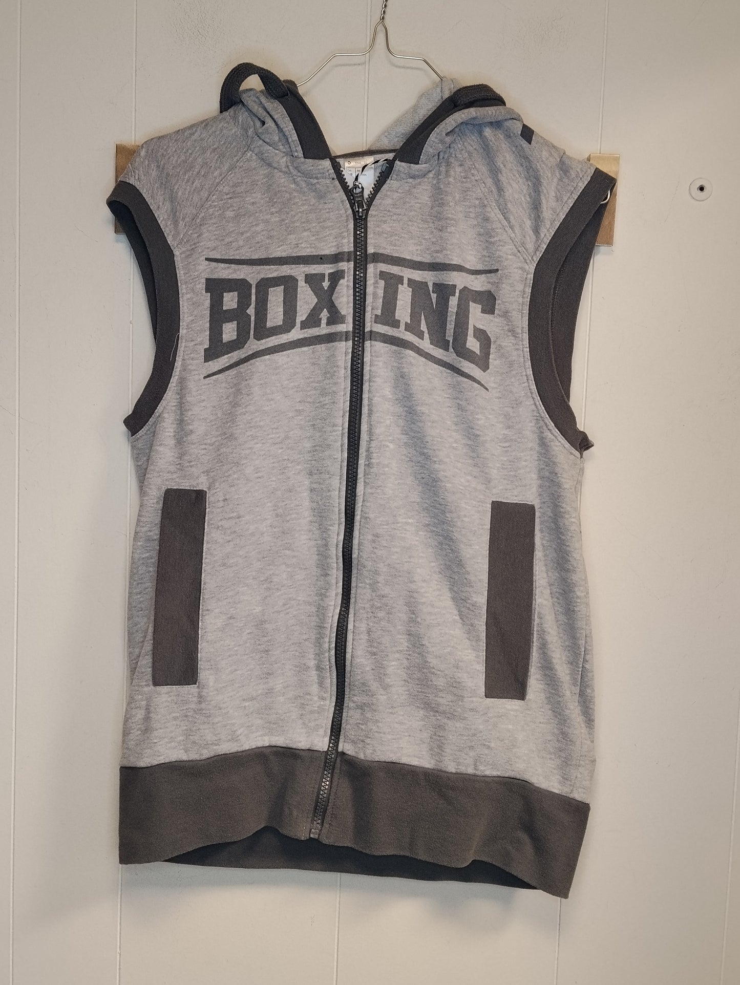 Felpa Smanicata Uomo Decathlon Boxing Grigia con Cappuccio Taglia S Unisex
