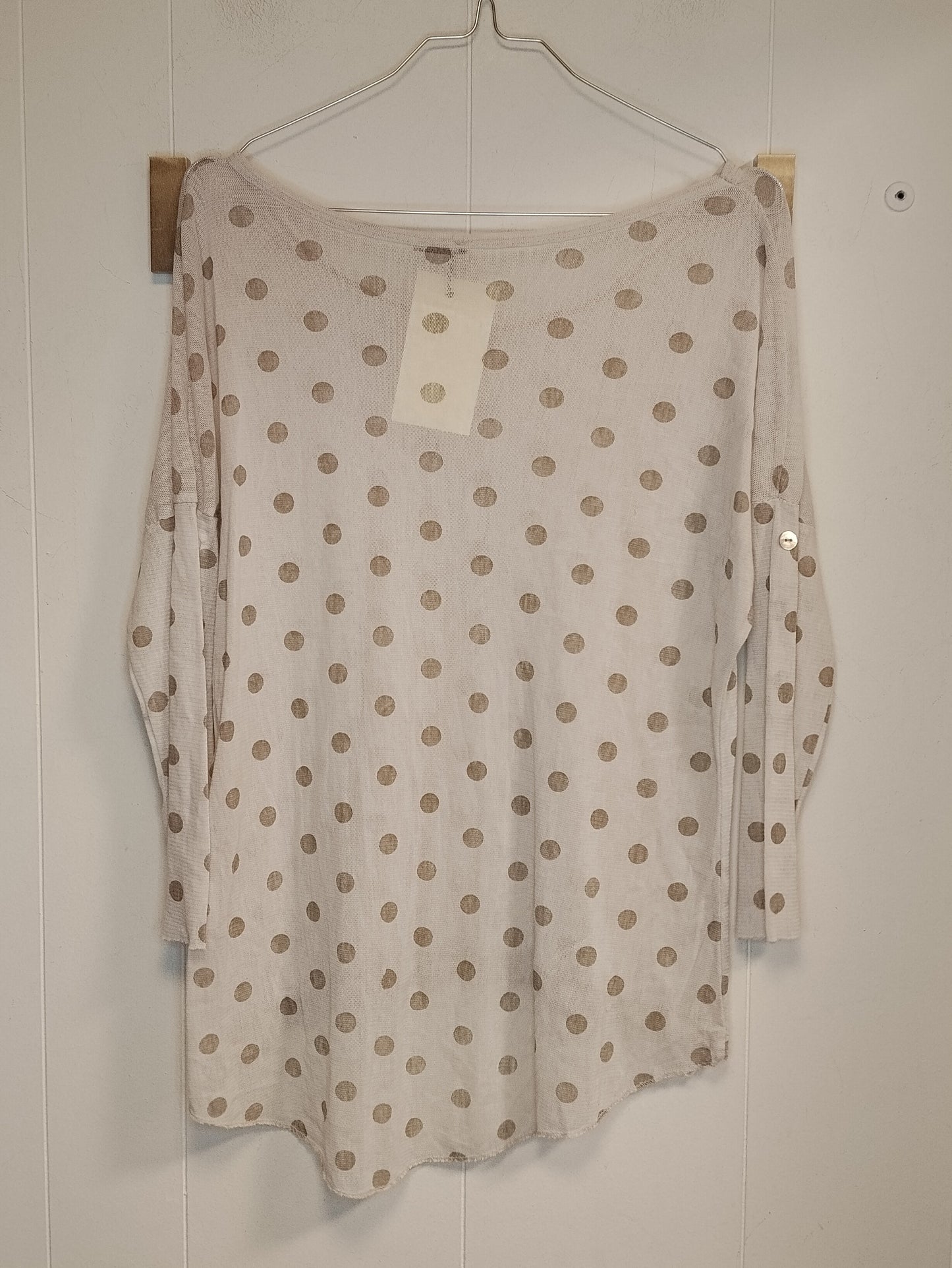 Maglia Me & Me Donna Beige a Pois Taglia M Leggera con Fondo Asimmetrico
