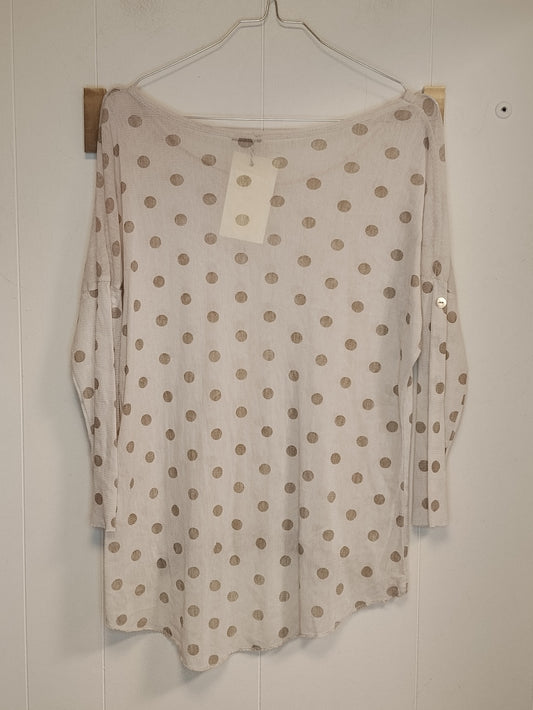 Maglia Me & Me Donna Beige a Pois Taglia M Leggera con Fondo Asimmetrico