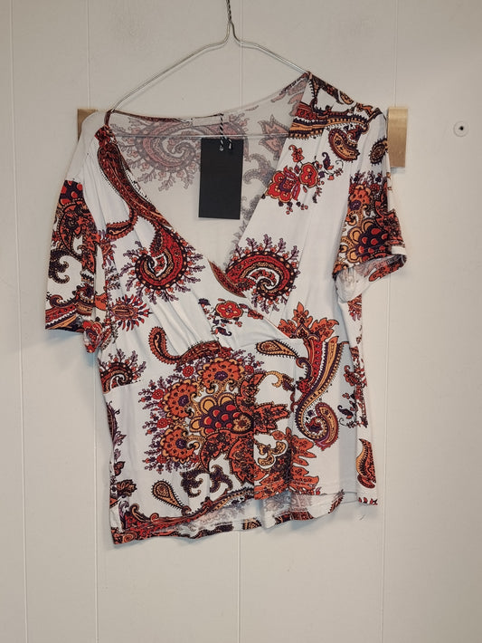 Maglia Fiorella Rubino Donna Fantasia Paisley Multicolor Taglia M Scollo Incrociato