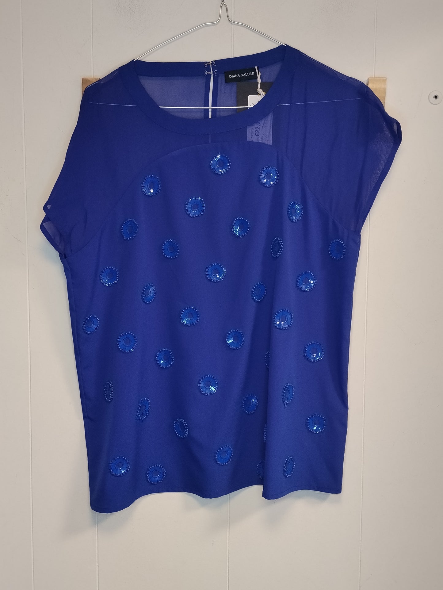 Blusa Diana Gallesi Donna Blu Royal con Applicazioni Paillettes Taglia 46 Elegante