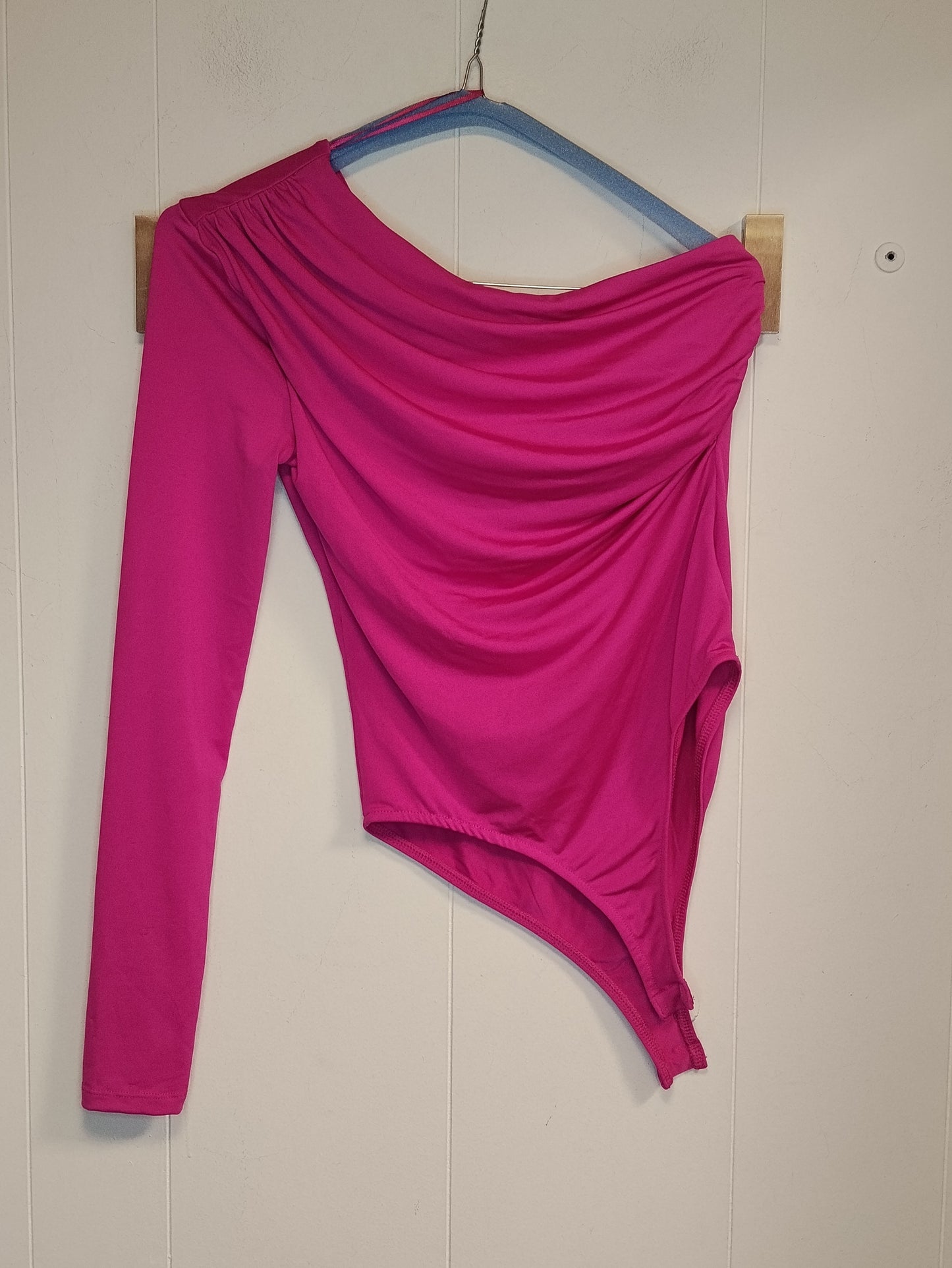 Body Donna Zara Fucsia Monospalla Drappeggiato Taglia S Elegante e Glamour