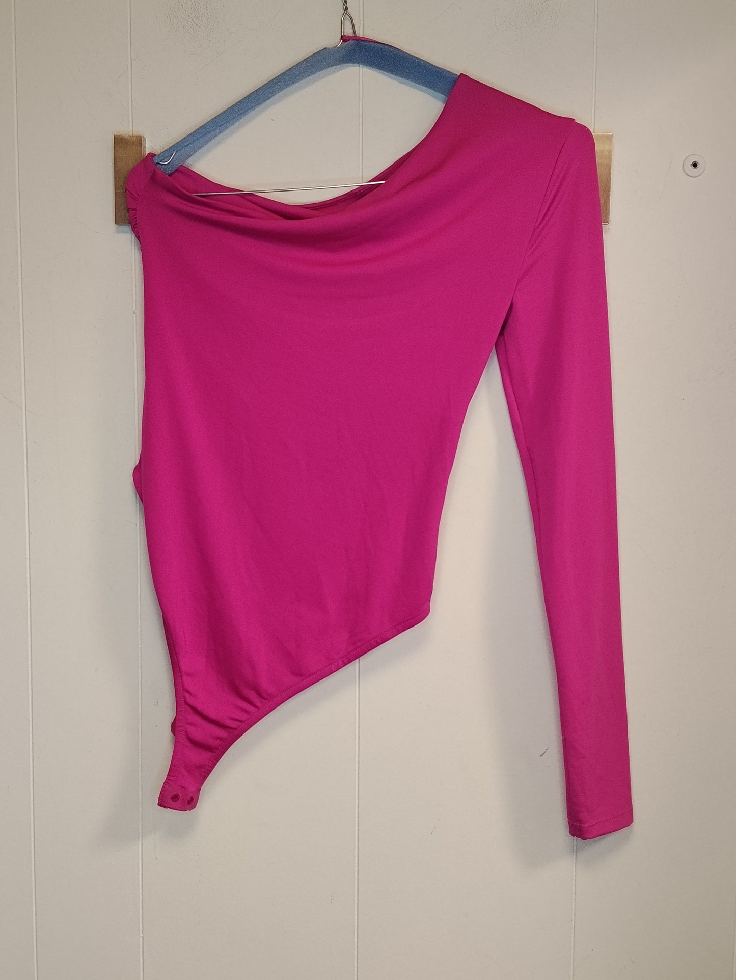 Body Donna Zara Fucsia Monospalla Drappeggiato Taglia S Elegante e Glamour