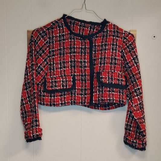 Giacca Bolero Sarabanda Bambina Tweed Rosso Blu Taglia 12 Anni 152 cm Elegante