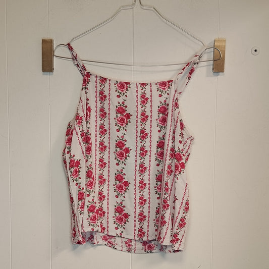Top Donna H&M Floreale Rosa Bianco Taglia S Canotta Leggera Estiva