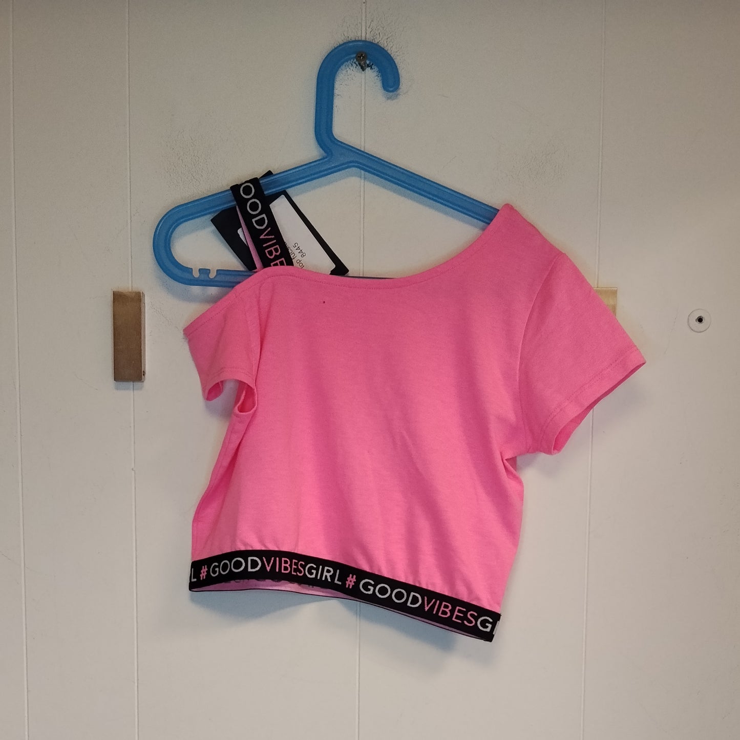 Top Bambina Calliope Rosa Fluo Taglia 10-11 Anni Crop Top Good Vibes Girl
