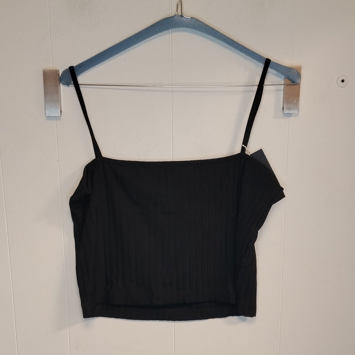 Top Calvin Klein Donna Nero a Costine con Spalline Taglia L CK