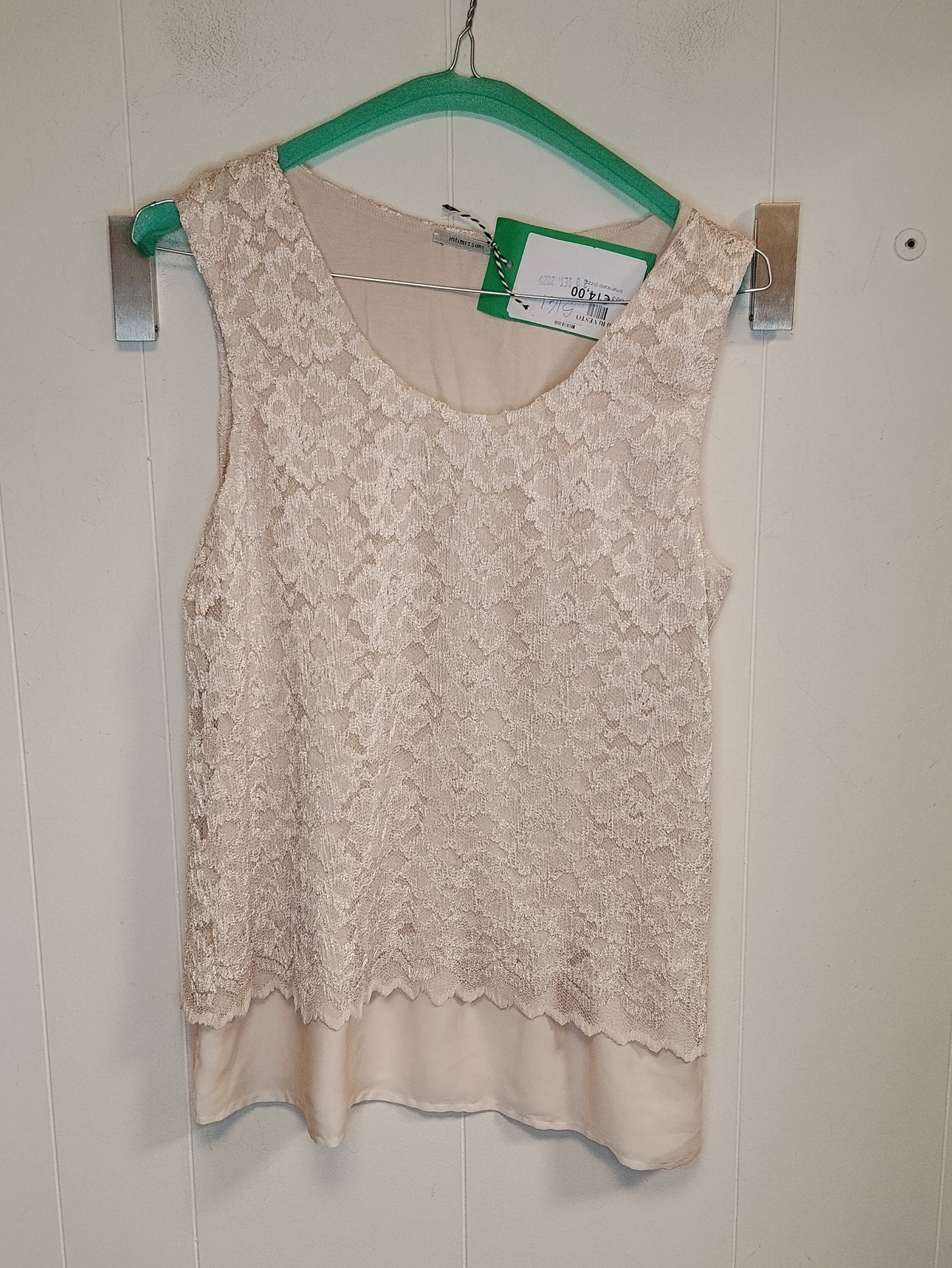 Top Intimissimi Donna Pizzo Beige Elegante Taglia L Canotta Raffinata