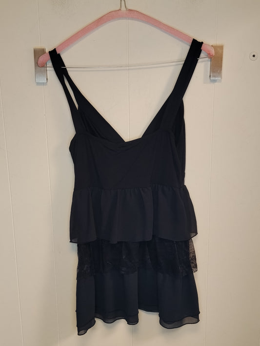 Top Intimissimi Nero con Pizzo e Balze Taglia M Canotta Elegante Donna