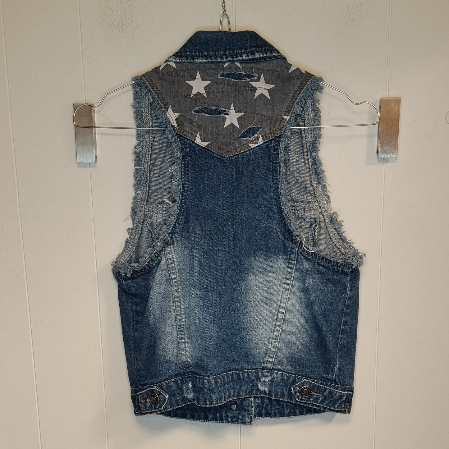 Gilet Jeans Tally Weijl Donna Bandiera USA Denim Taglia 38 Smanicato
