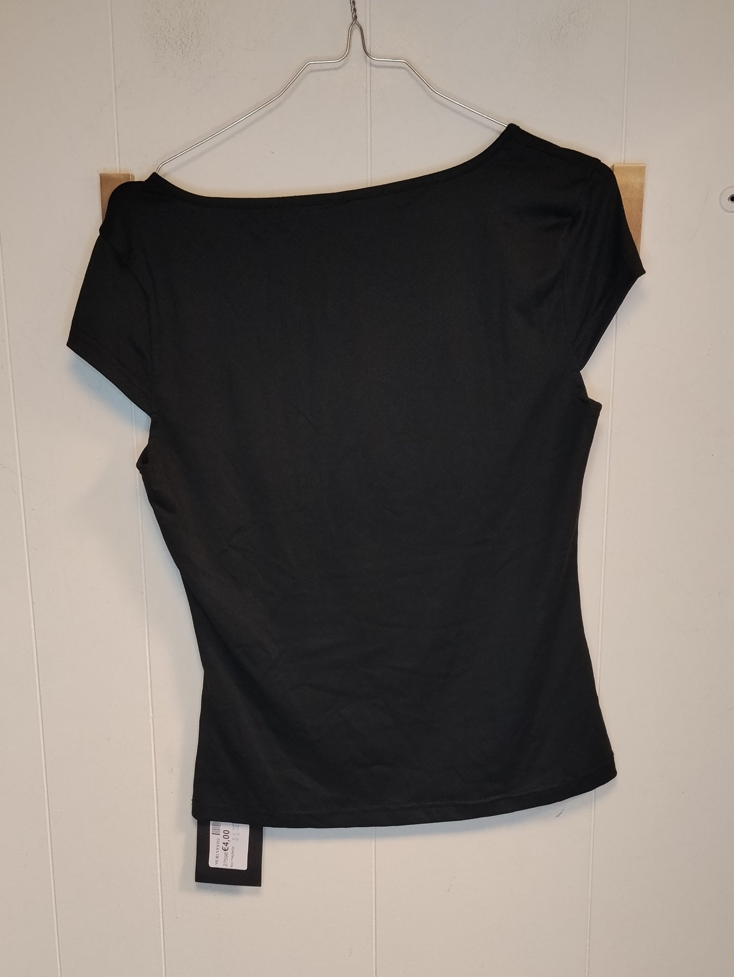 Top Donna Nero Taglia M con Pizzo e Fiocco sul Décolleté