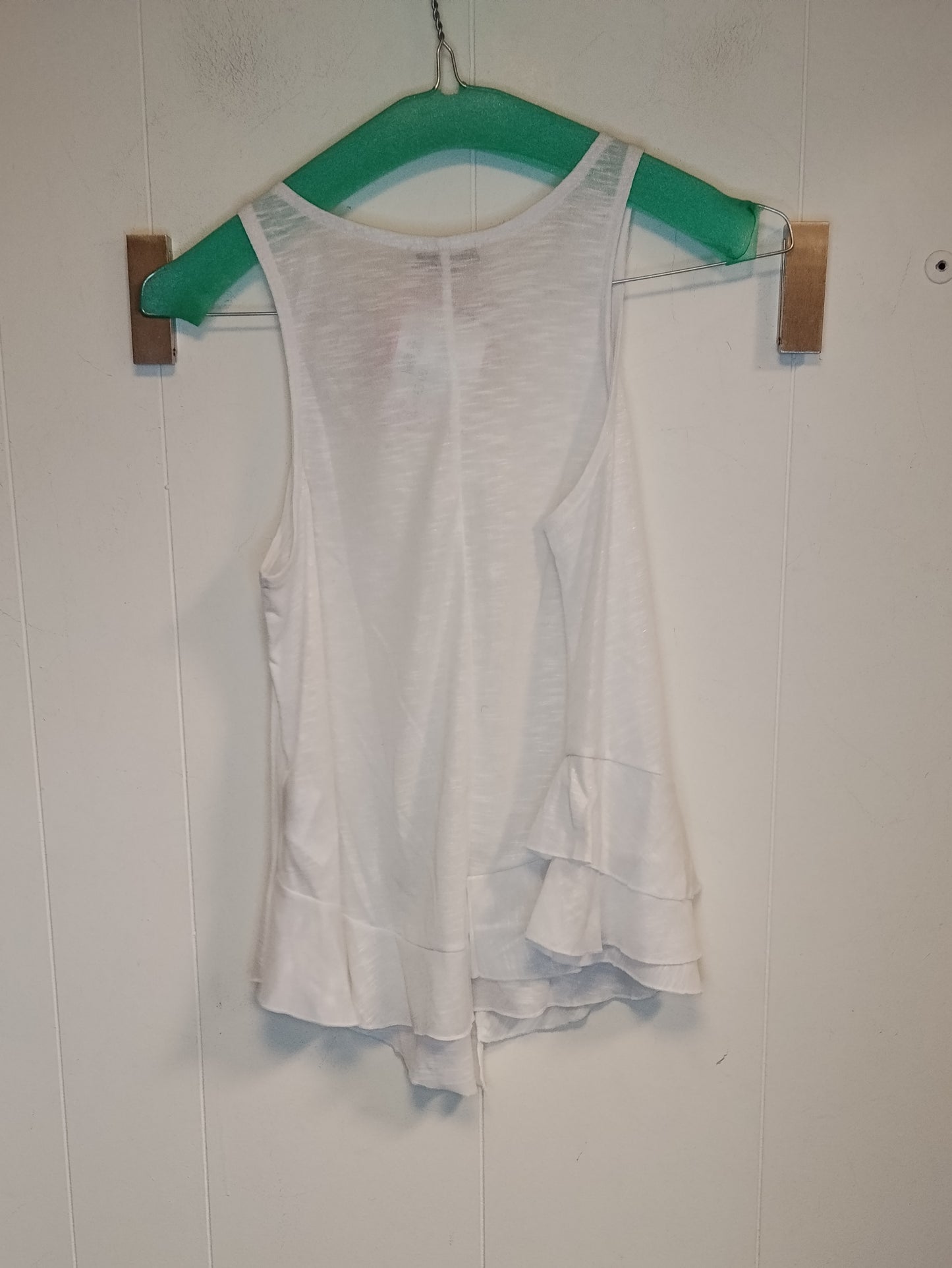 Top Donna Motivi Bianco con Balze Taglia S Elegante e Leggero