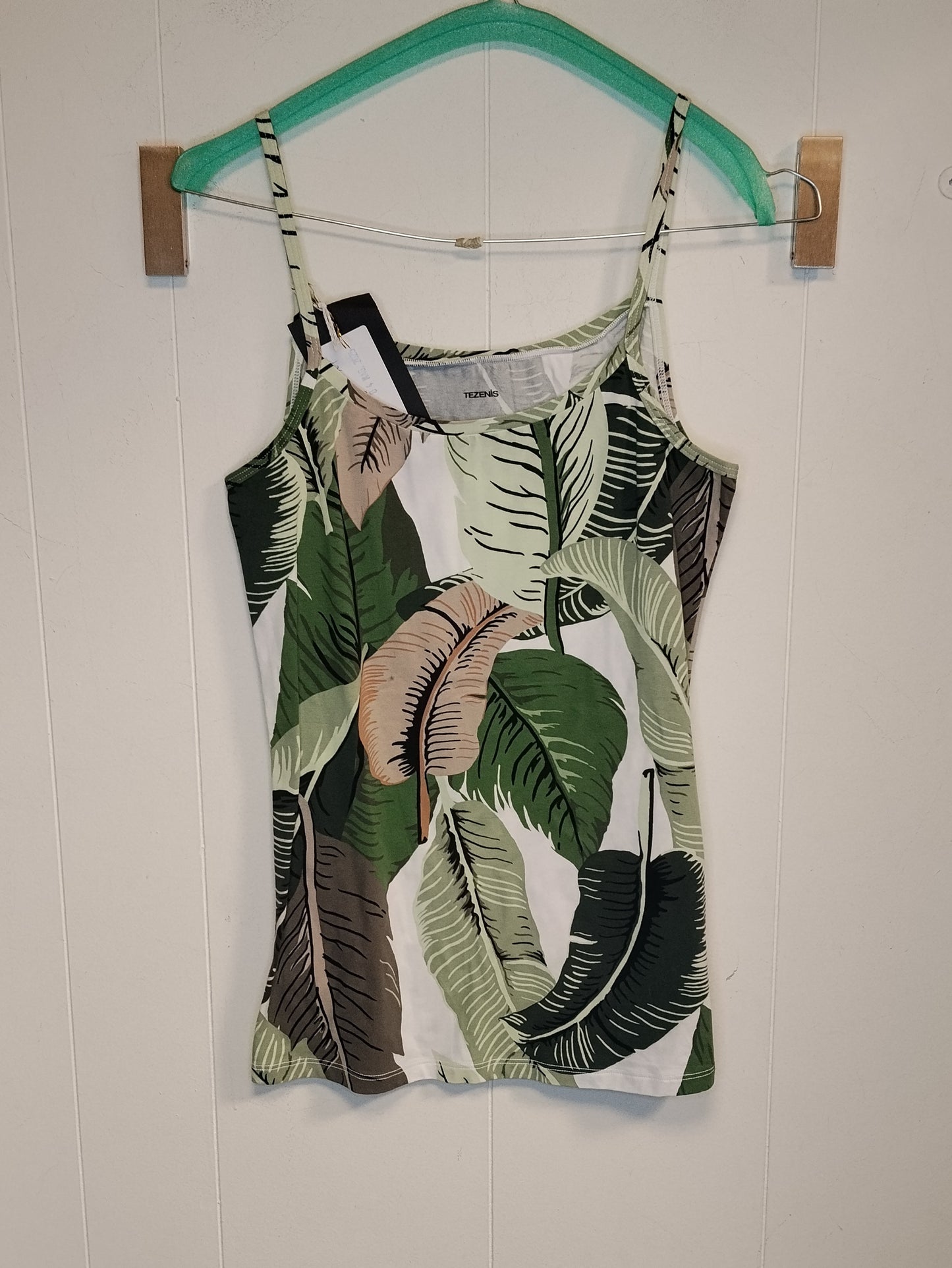 Canotta Donna Tezenis Fantasia Tropicale Foglie Verde Taglia S