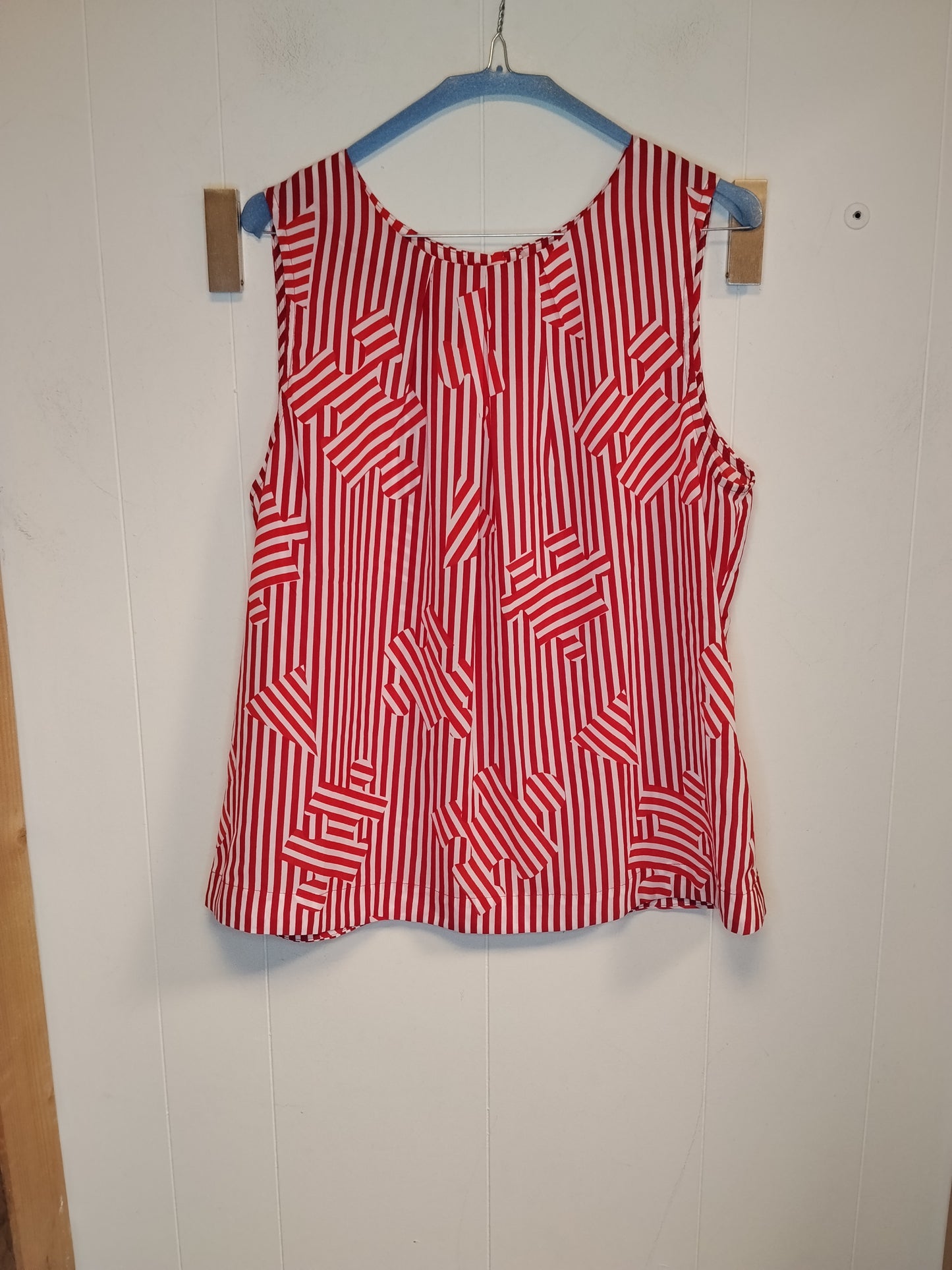 Top Donna Ynonyme Rosso Bianco a Righe Taglia XL Nuovo con Cartellino