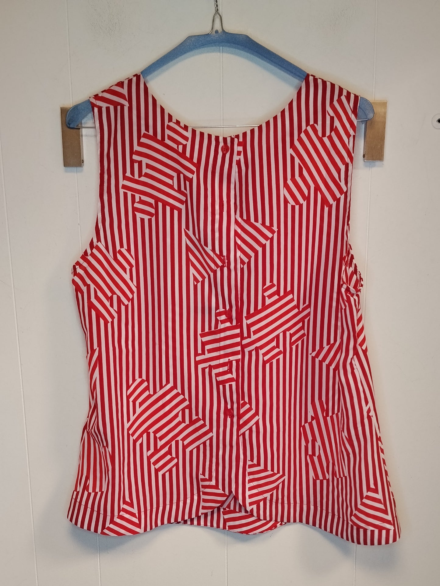 Top Donna Ynonyme Rosso Bianco a Righe Taglia XL Nuovo con Cartellino