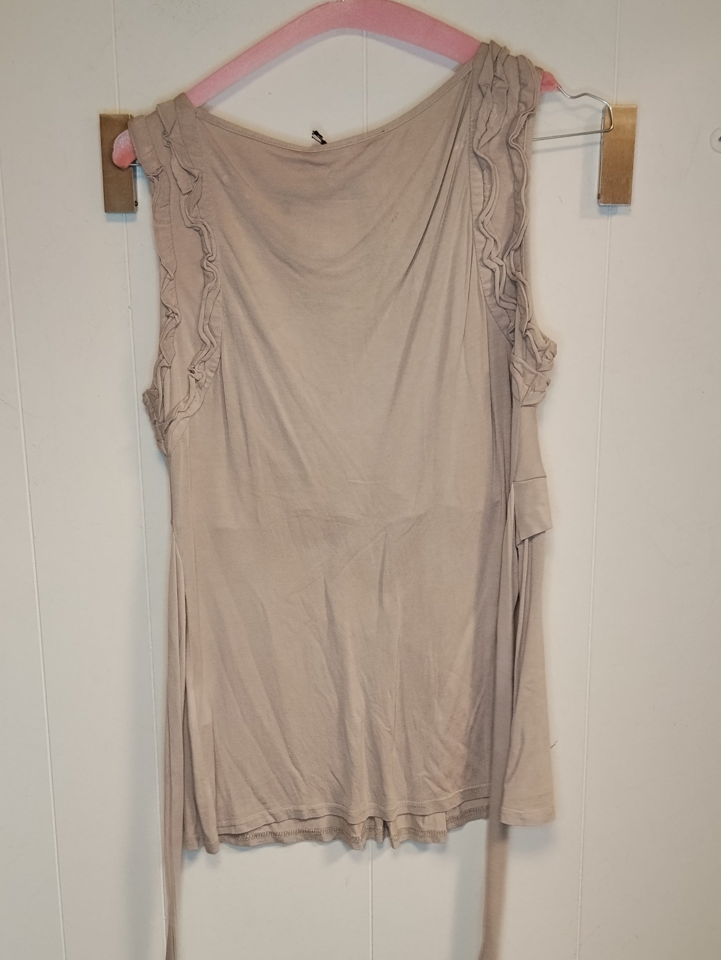 Top Donna Patrice Bréal Beige Drappeggiato Taglia L Elegante Scollo Incrociato