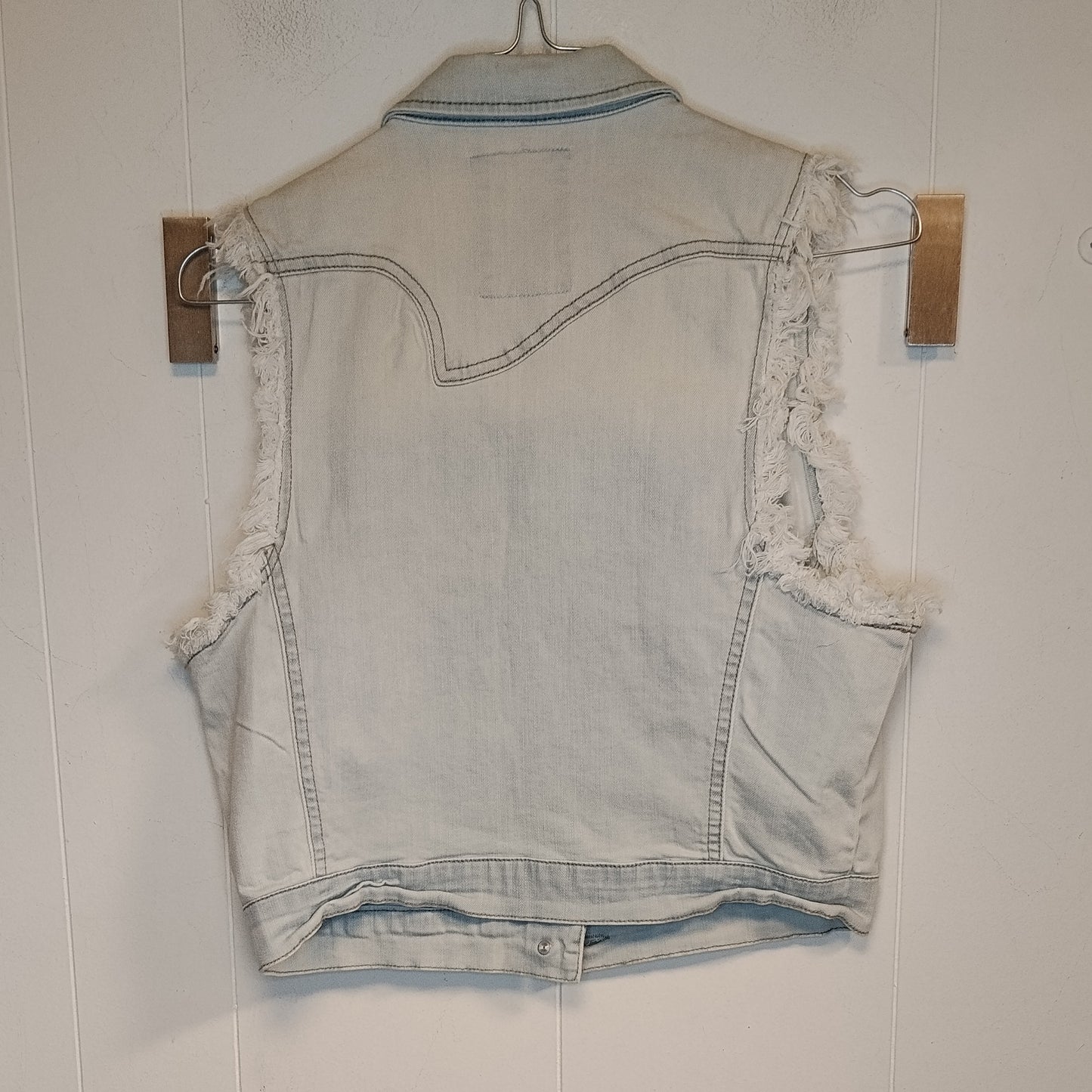 Gilet Donna Only Denim Chiaro Taglia 38 Giacca Smanicata Jeans Effetto Used