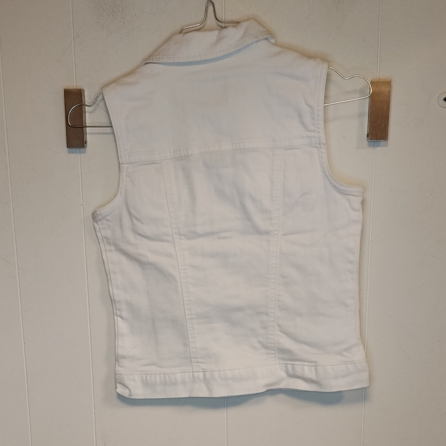 Gilet Bambina GAP Kids Bianco Taglia 12-13 Anni Giacca Smanicata Denim Casual