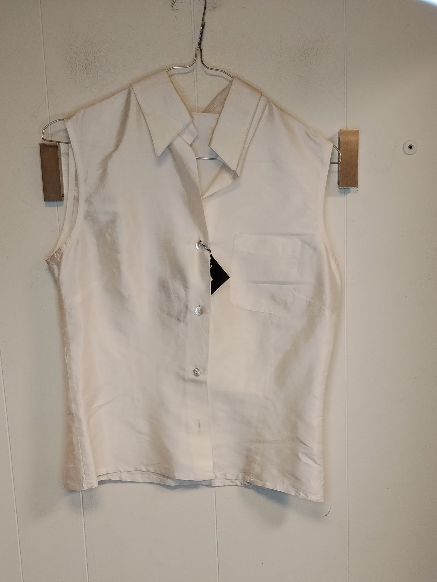 Camicia Donna Bianca Senza Maniche Taglia S Elegante con Colletto e Taschino