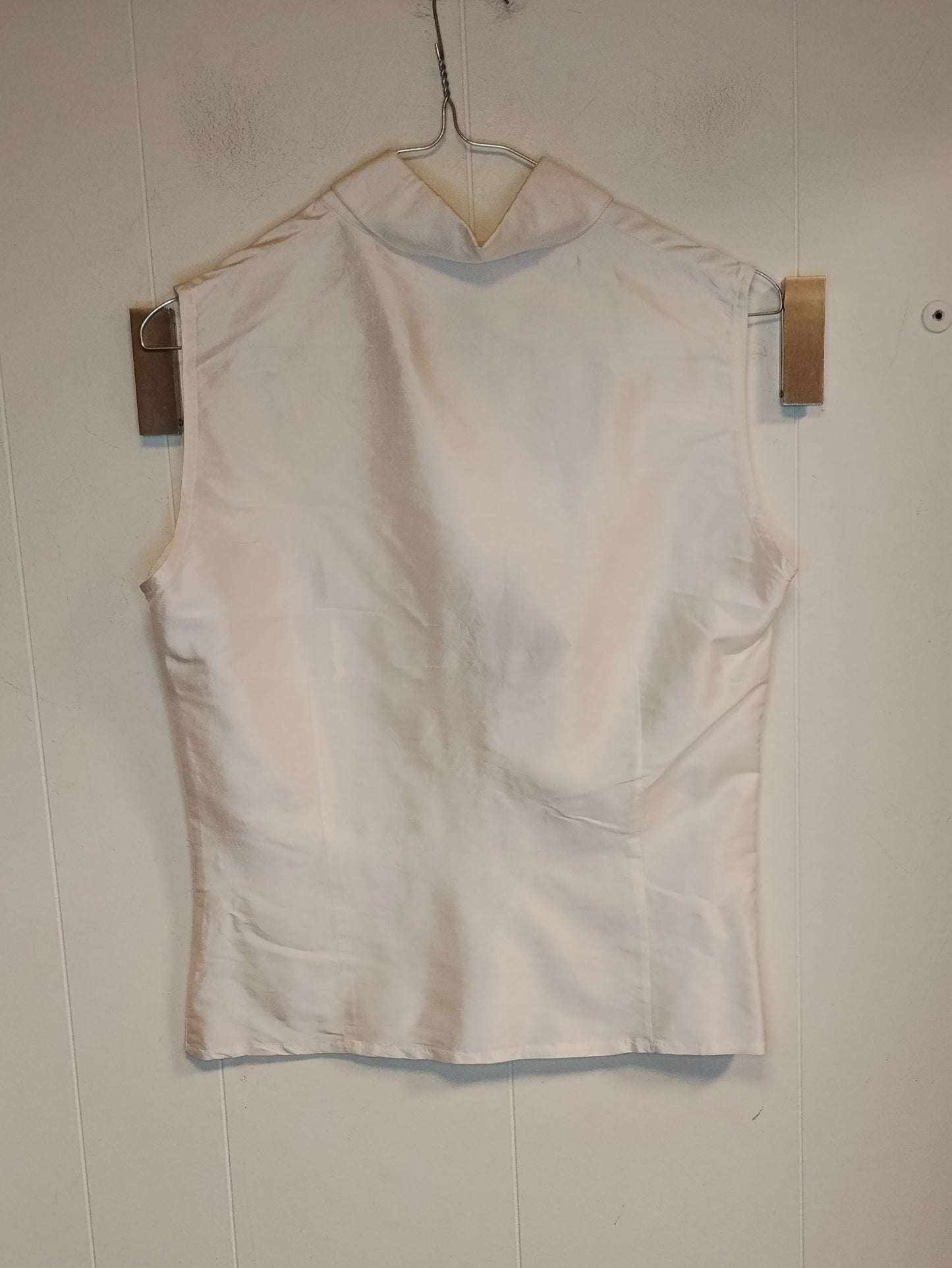 Camicia Donna Bianca Senza Maniche Taglia S Elegante con Colletto e Taschino