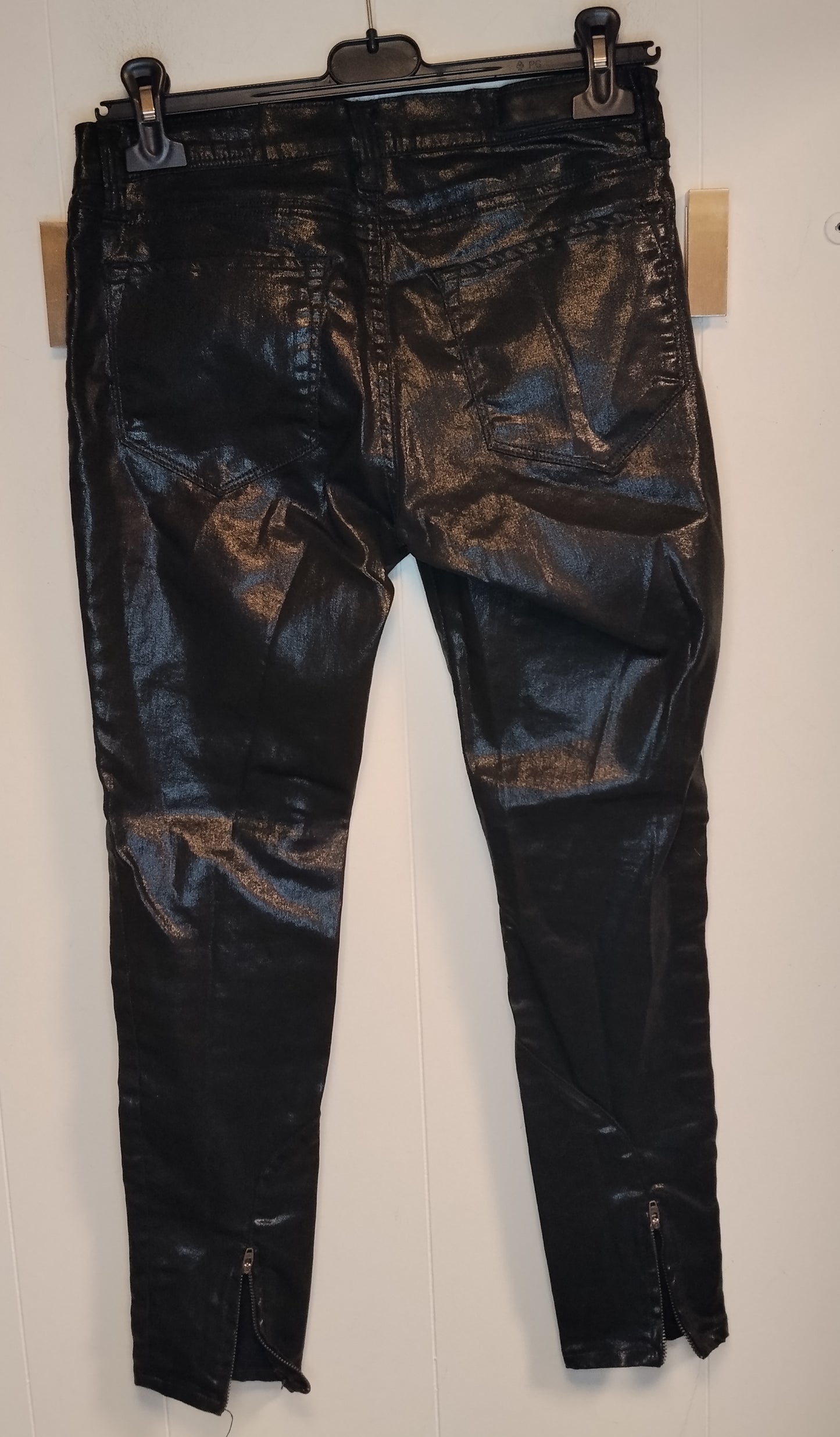 Pantalone Donna AllSaints Spitalfields Nero Effetto Ecopelle Taglia 42 Skinny Girovita 74 cm