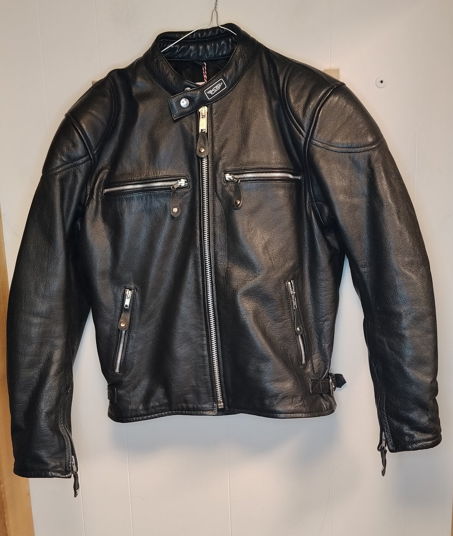 Giacca Donna STOP Vera Pelle Nera Taglia 44 Biker Moto Vintage con Zip