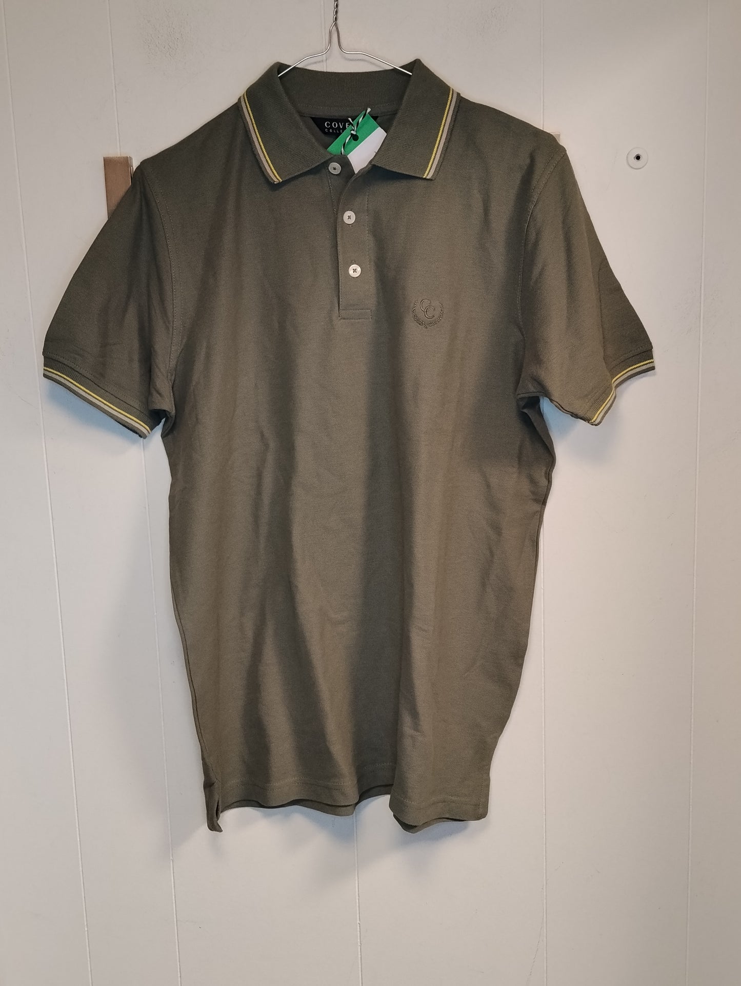 Polo Uomo Enrico Coveri Verde Militare Taglia M Cotone Casual con Colletto a Contrasto