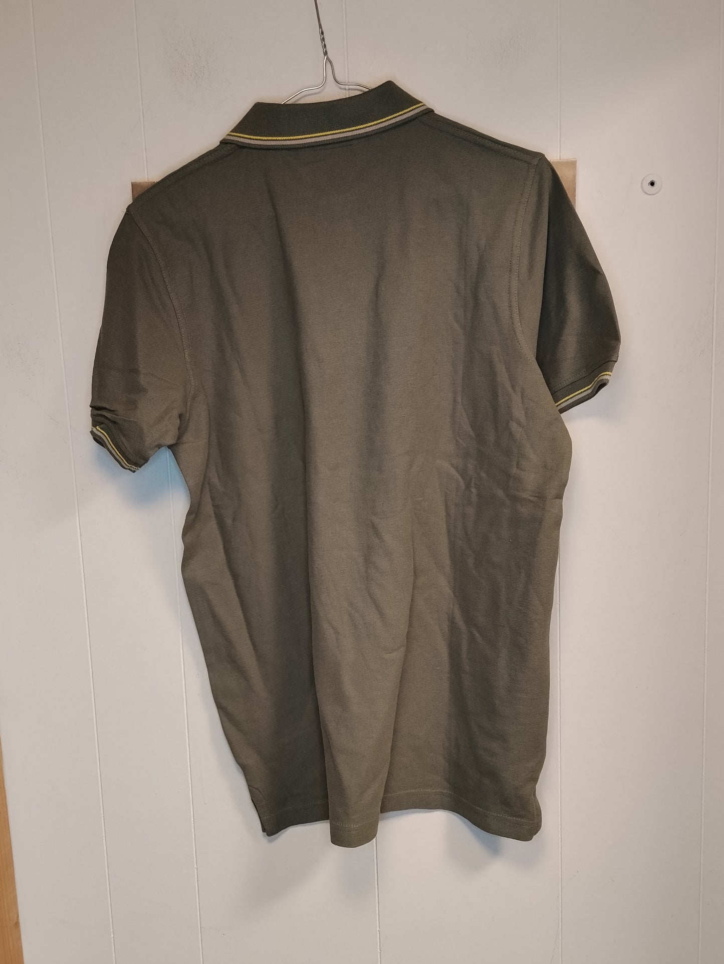 Polo Uomo Enrico Coveri Verde Militare Taglia M Cotone Casual con Colletto a Contrasto