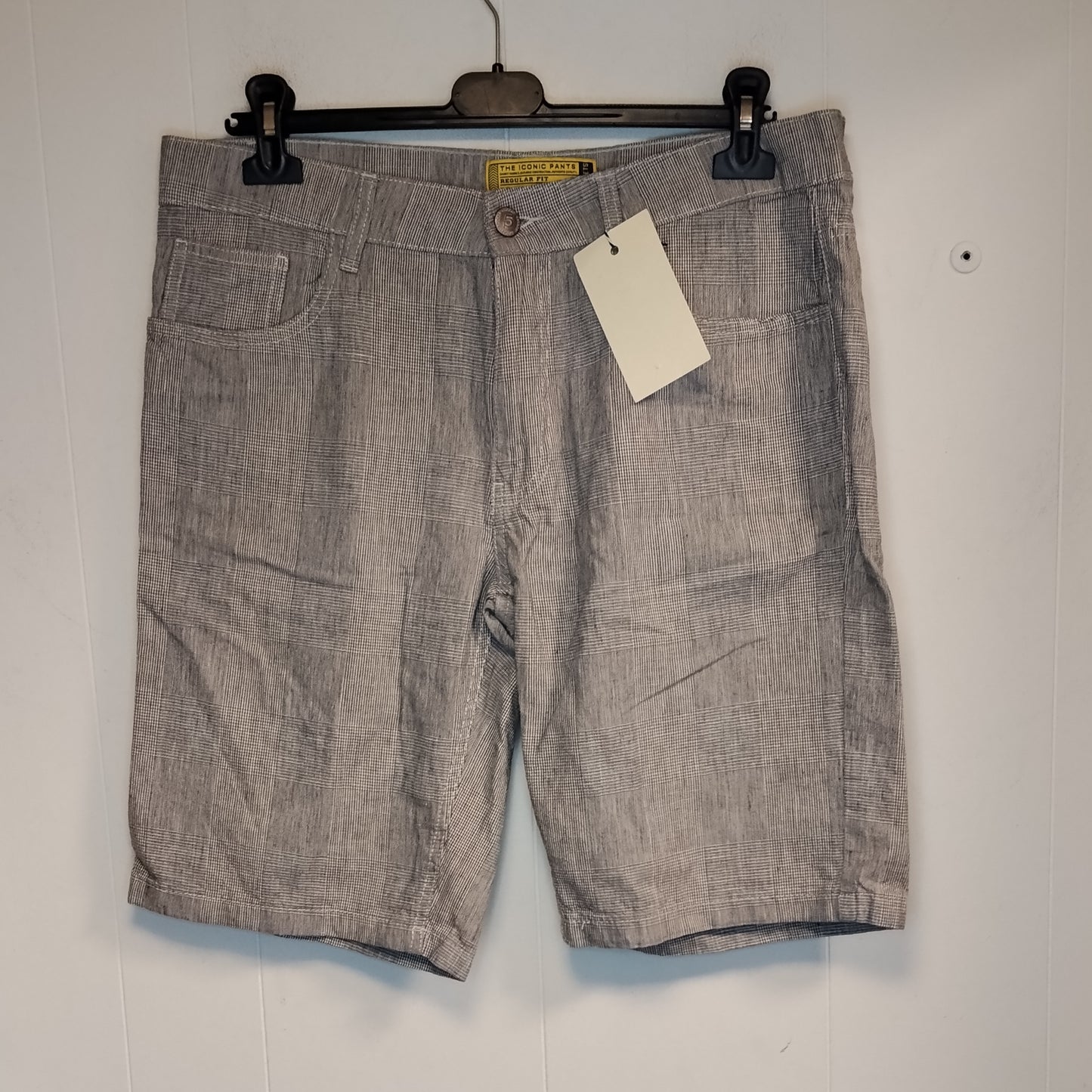 Bermuda Uomo 5 Pockets Grigio a Quadri Taglia 50 Girovita 88 cm Regular Fit Estivo