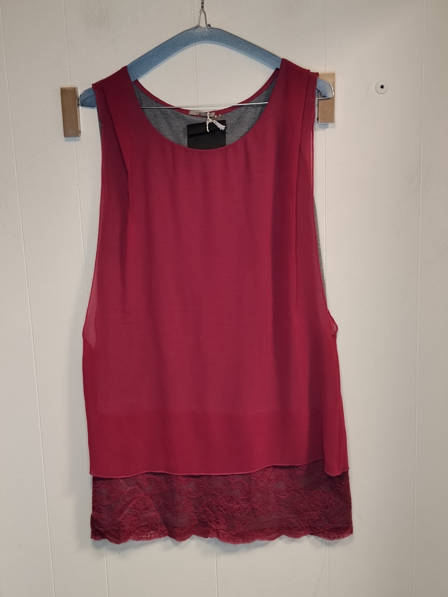 Canotta Donna Intimissimi Fucsia con Pizzo Taglia M Top Elegante Leggero
