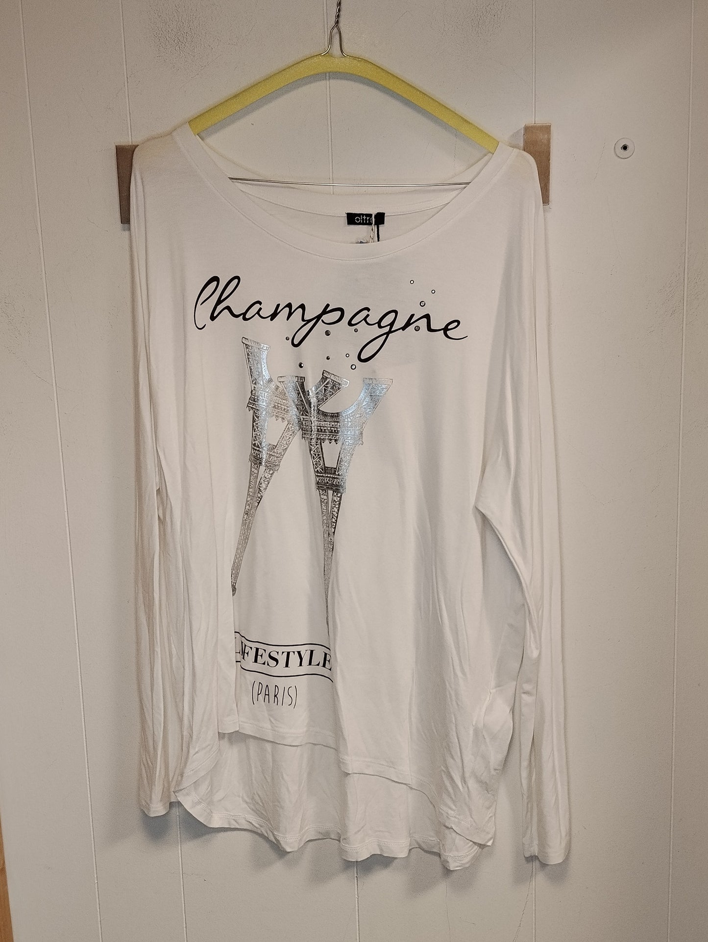 Maglia Donna Oltre Bianca Champagne Lifestyle Paris Taglia XL Nuova con Cartellino