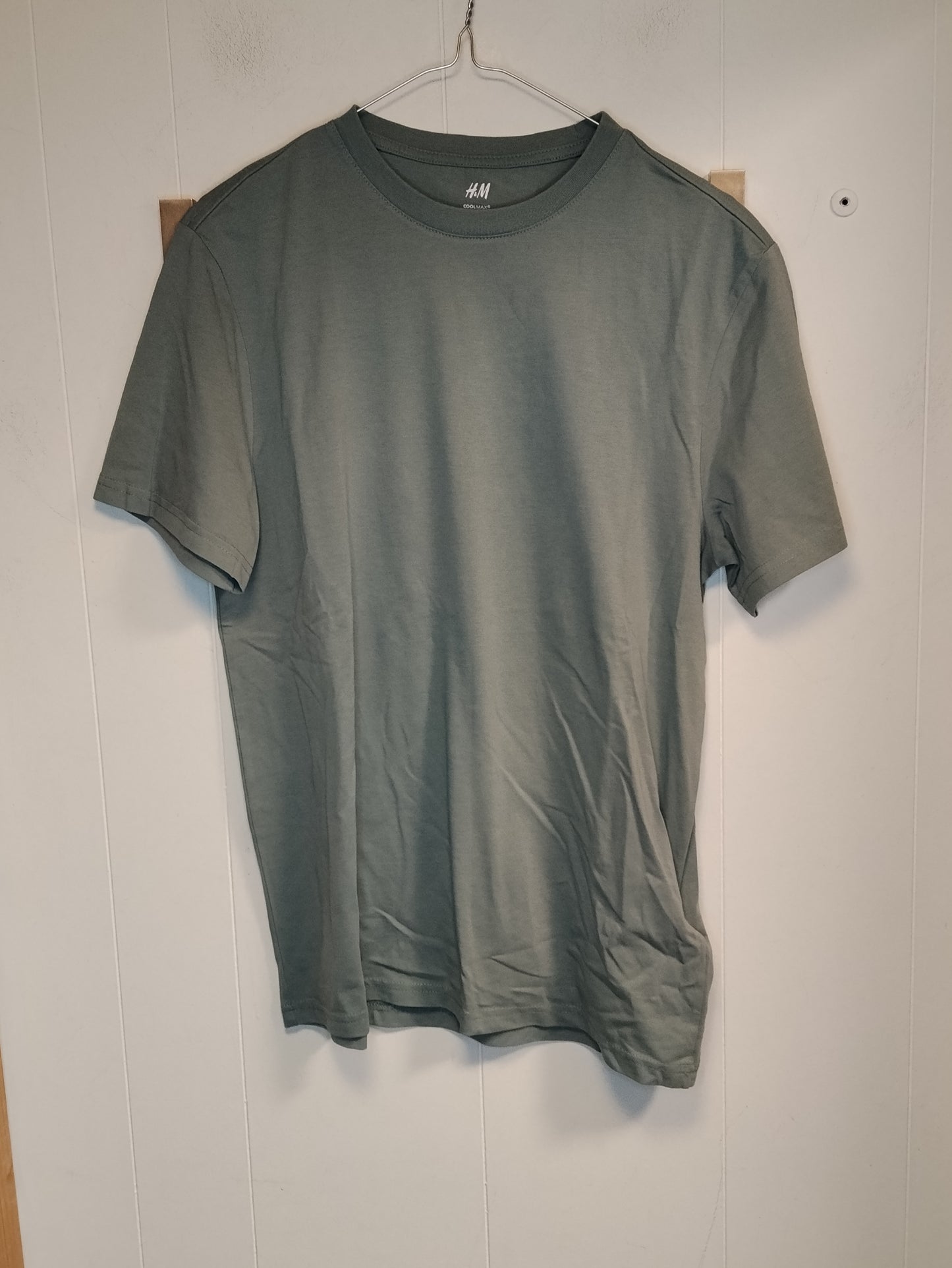 T-Shirt Uomo H&M Verde Salvia Basic Taglia M Maglietta Girocollo Casual
