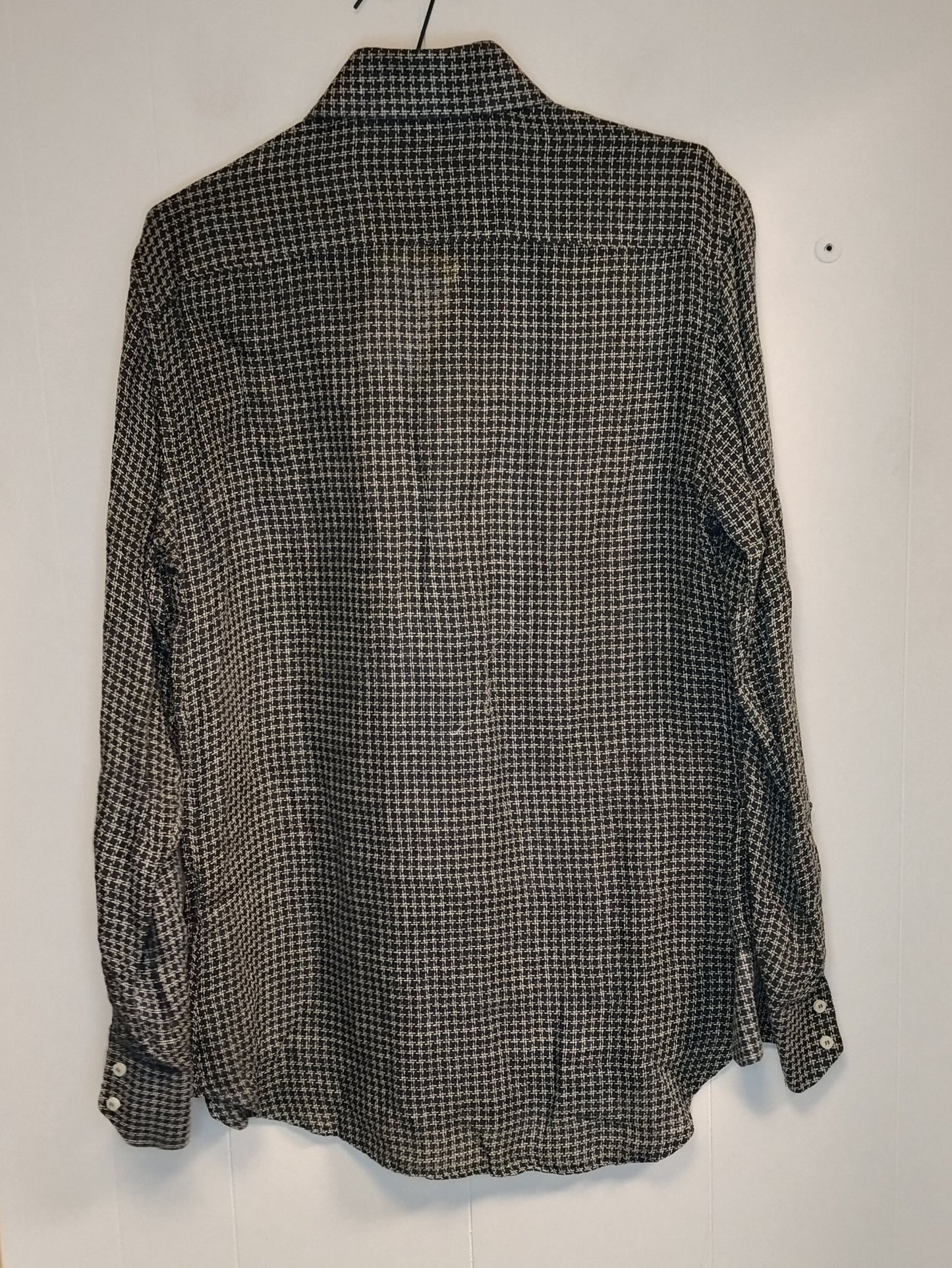 Camicia Uomo Cattani Pied de Poule Nero Bianco Taglia 38 M Elegante Manica Lunga