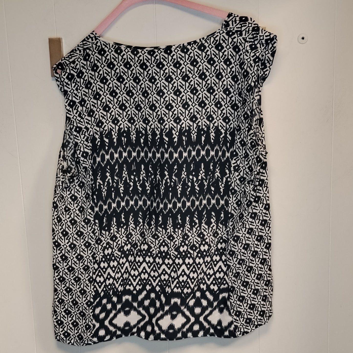 Blusa Donna Oltre Fantasia Geometrica Bianco Nero Taglia L Maglia Casual Chic