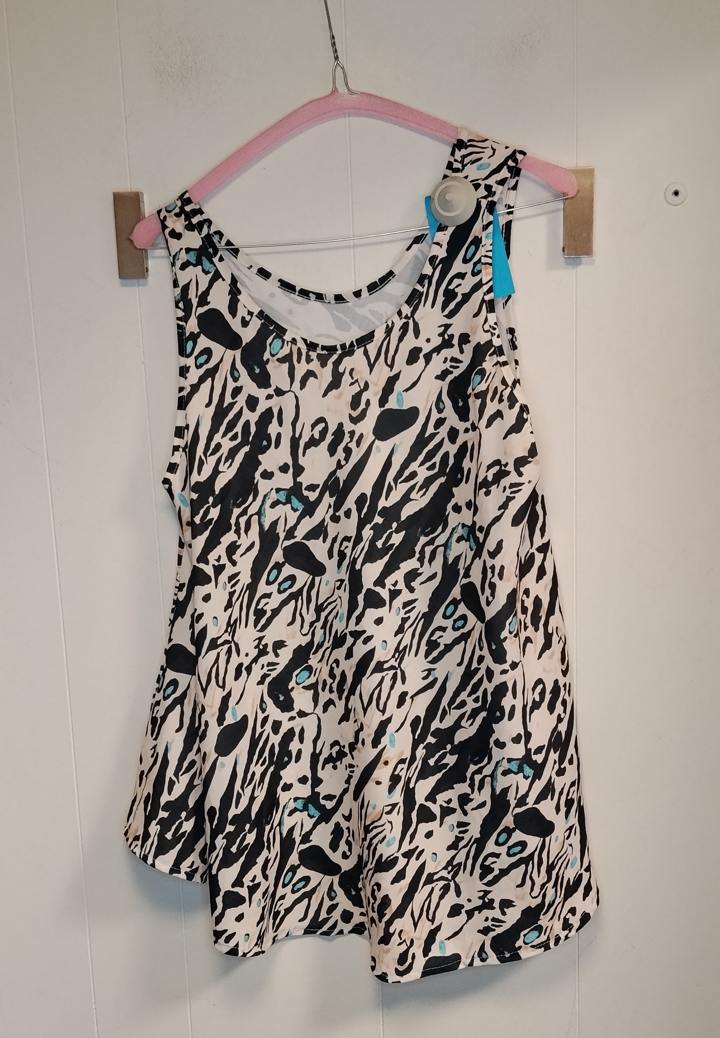 Canotta Donna Fantasia Animalier Beige Nero Turchese Taglia L Top Estivo Casual