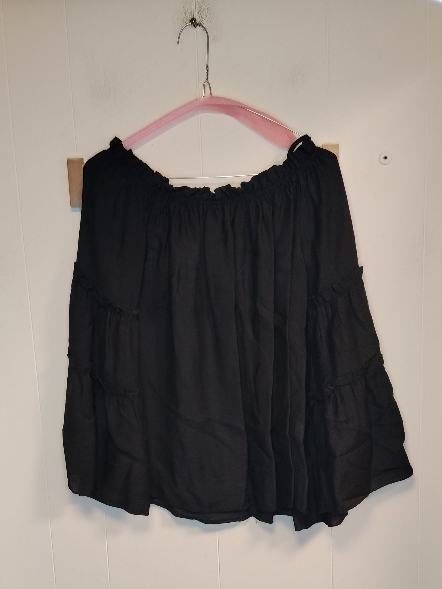 Camicetta Donna Nera Taglia S Scollo Bardot Maniche Lunghe Volant