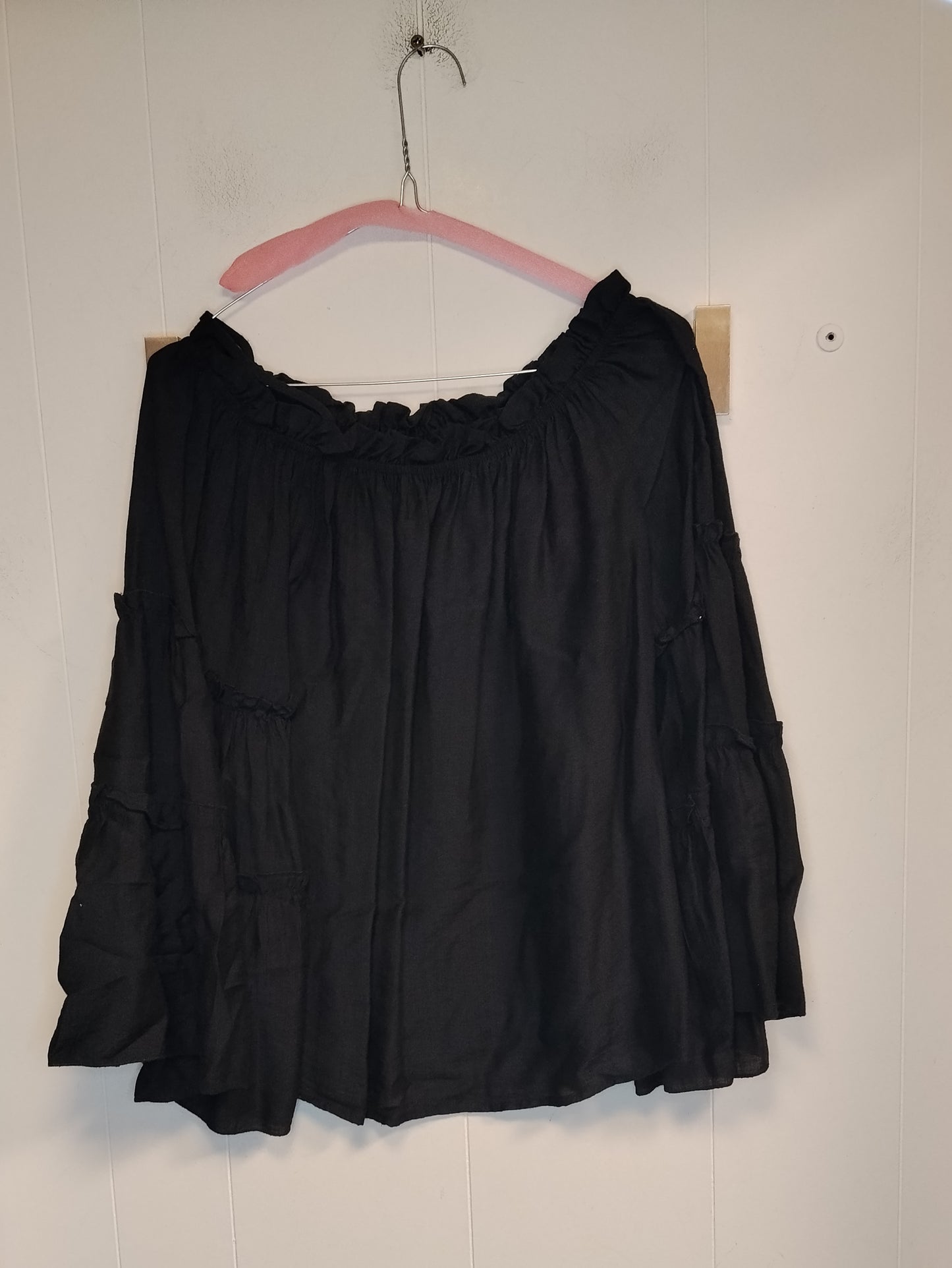 Camicetta Donna Nera Taglia S Scollo Bardot Maniche Lunghe Volant