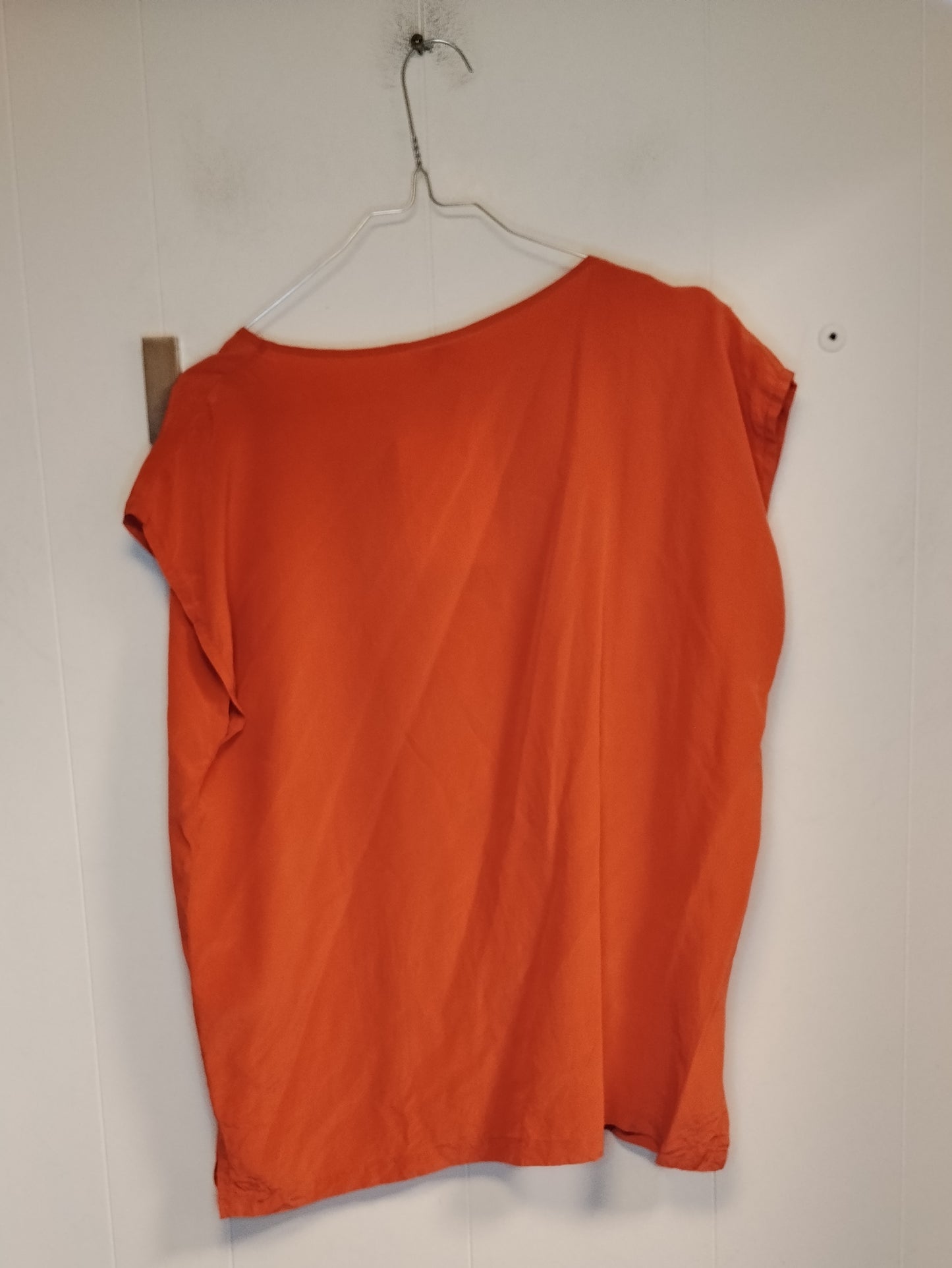 Blusa Donna Chérie in Seta Arancione Taglia 48 Smanicata Leggera Elegante