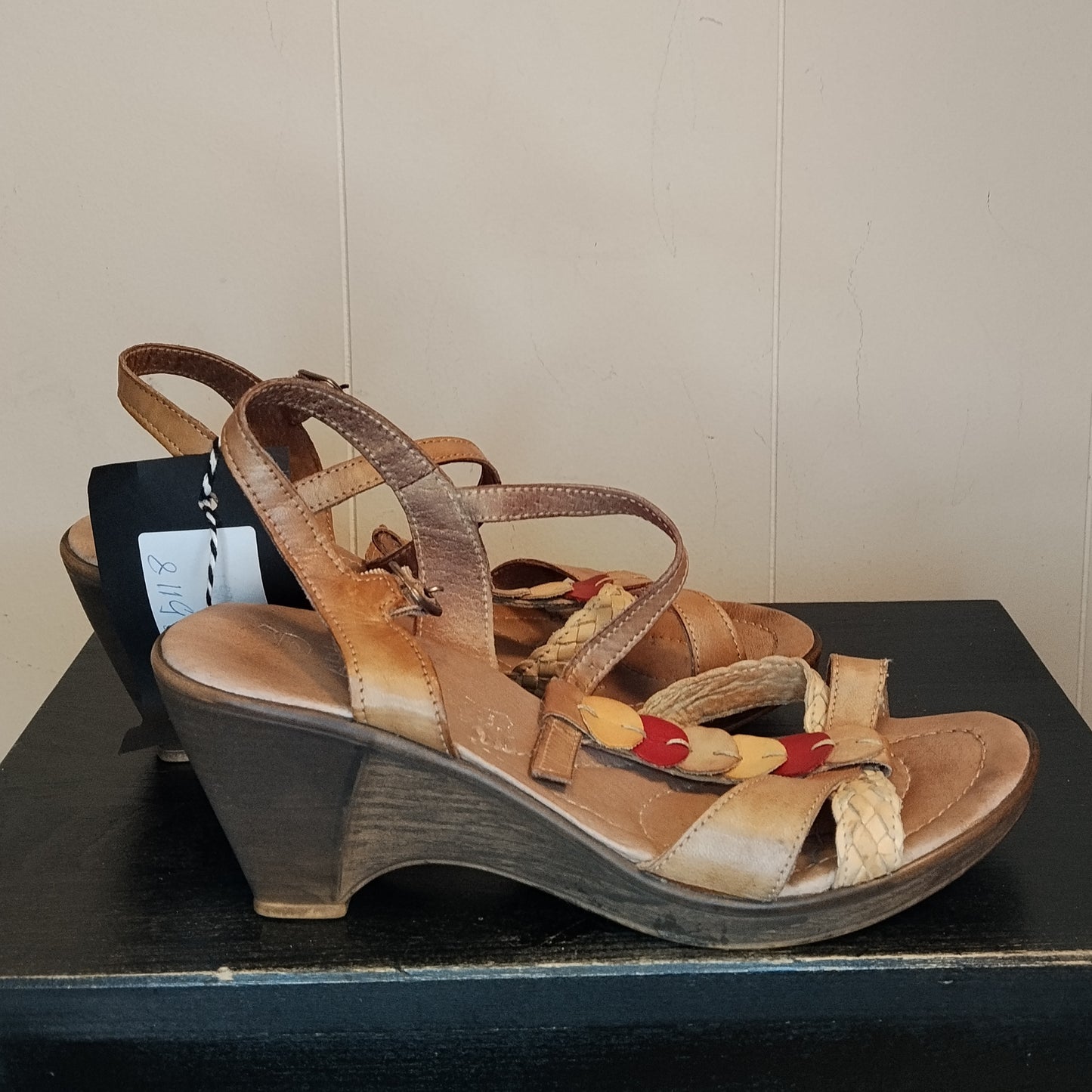 Sandali Donna ART Pelle Beige Intrecciati con Tacco Comodo Taglia 40
