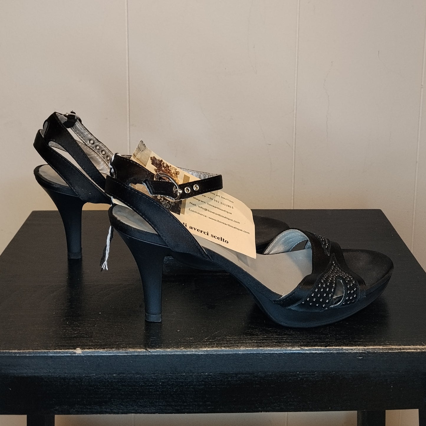 Sandali Eleganti NeroGiardini Donna Neri con Strass e Tacco Taglia 35