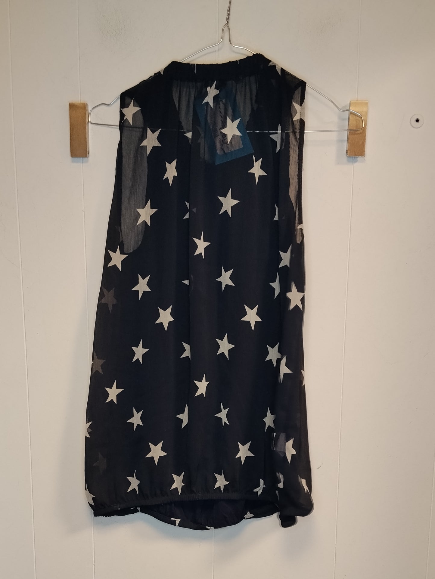 Top Denny Rose Donna Taglia M Blu con Stelle Bianche Chiffon