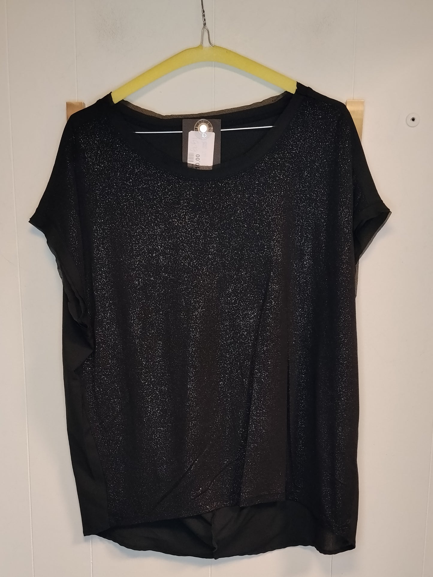 Blusa Donna Nera Lurex Taglia L Maglia Elegante Effetto Brillante