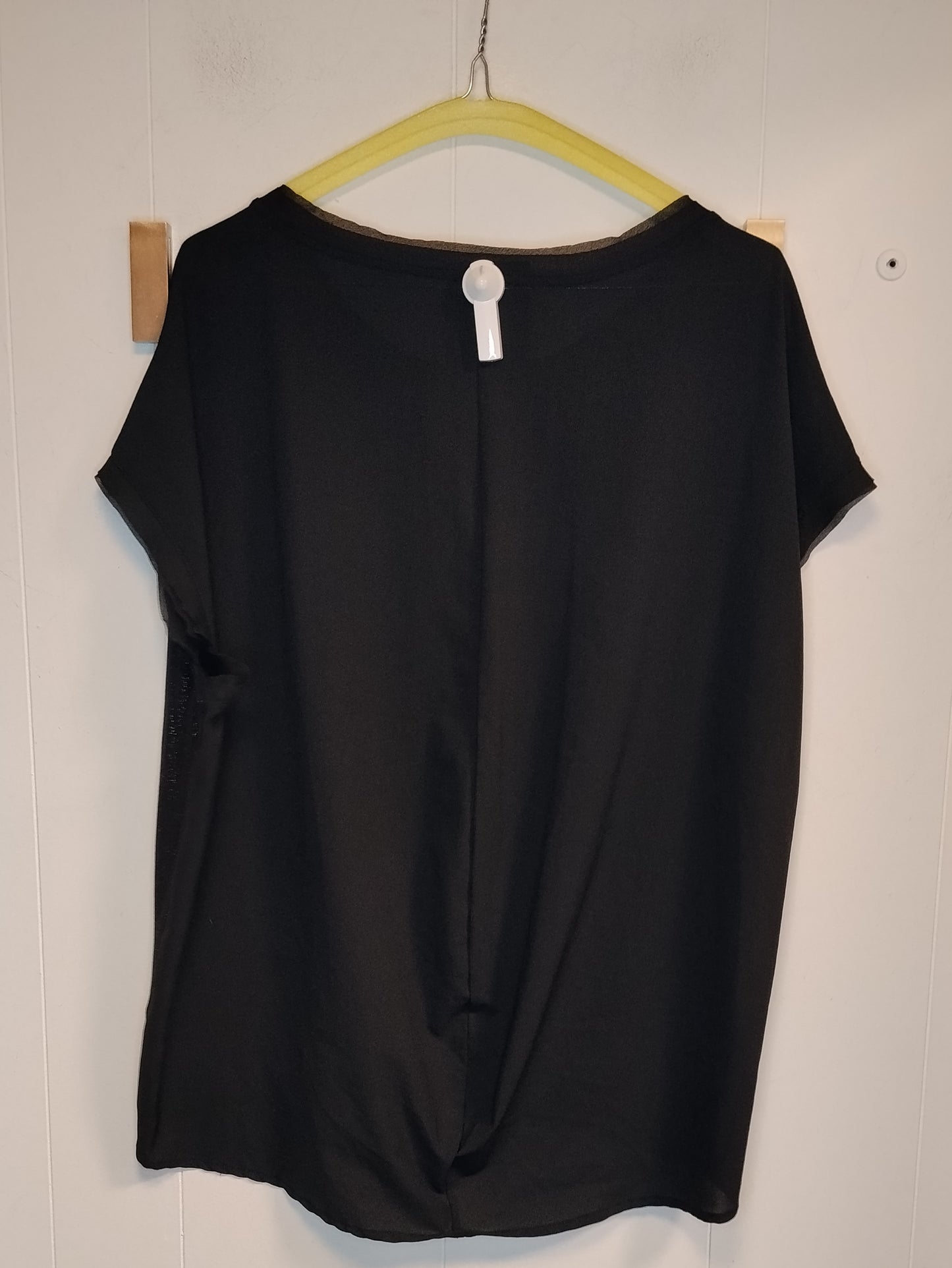 Blusa Donna Nera Lurex Taglia L Maglia Elegante Effetto Brillante