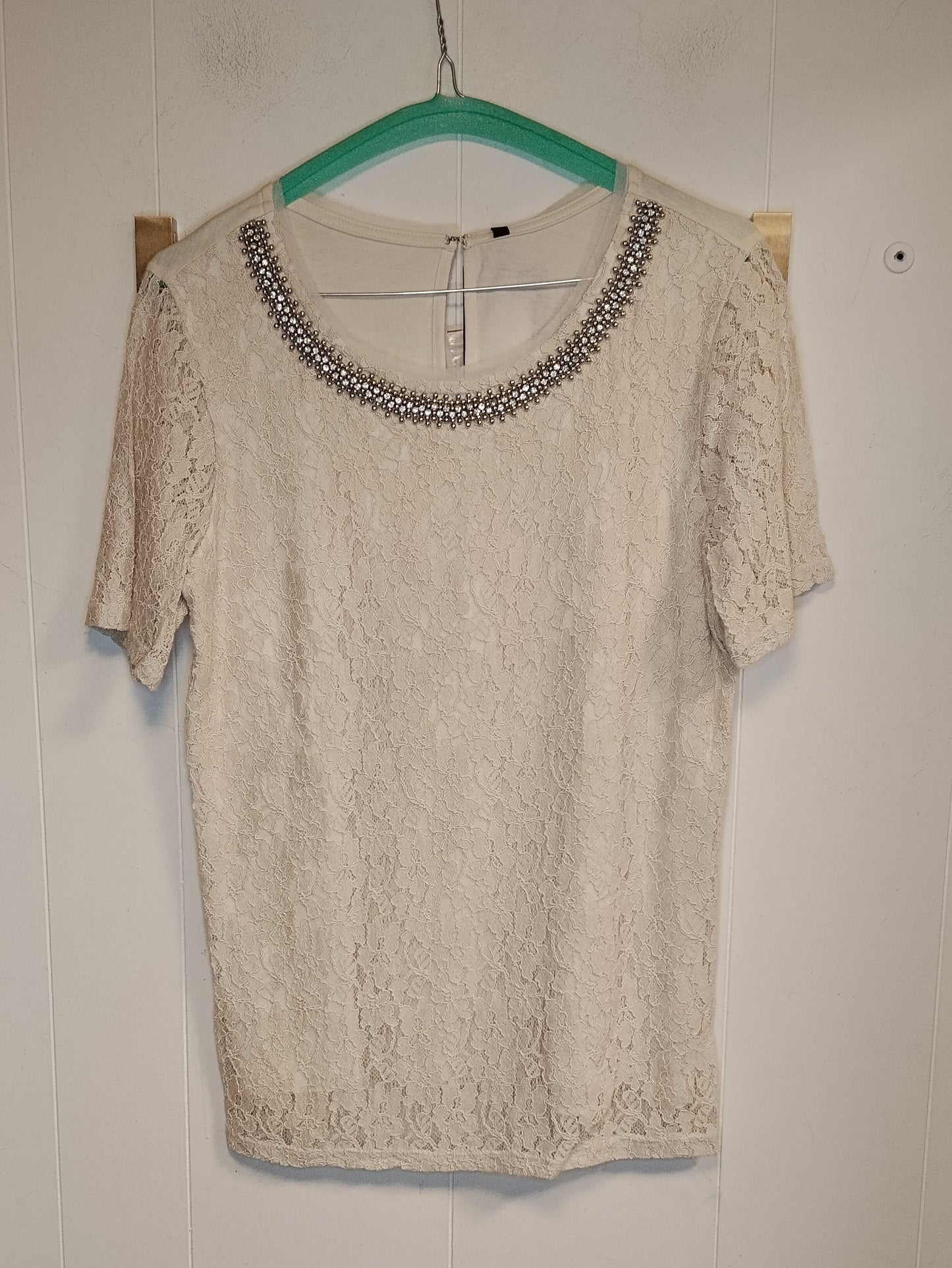 Maglia Donna Benetton Pizzo Beige Taglia M Nuova con Cartellino Elegante