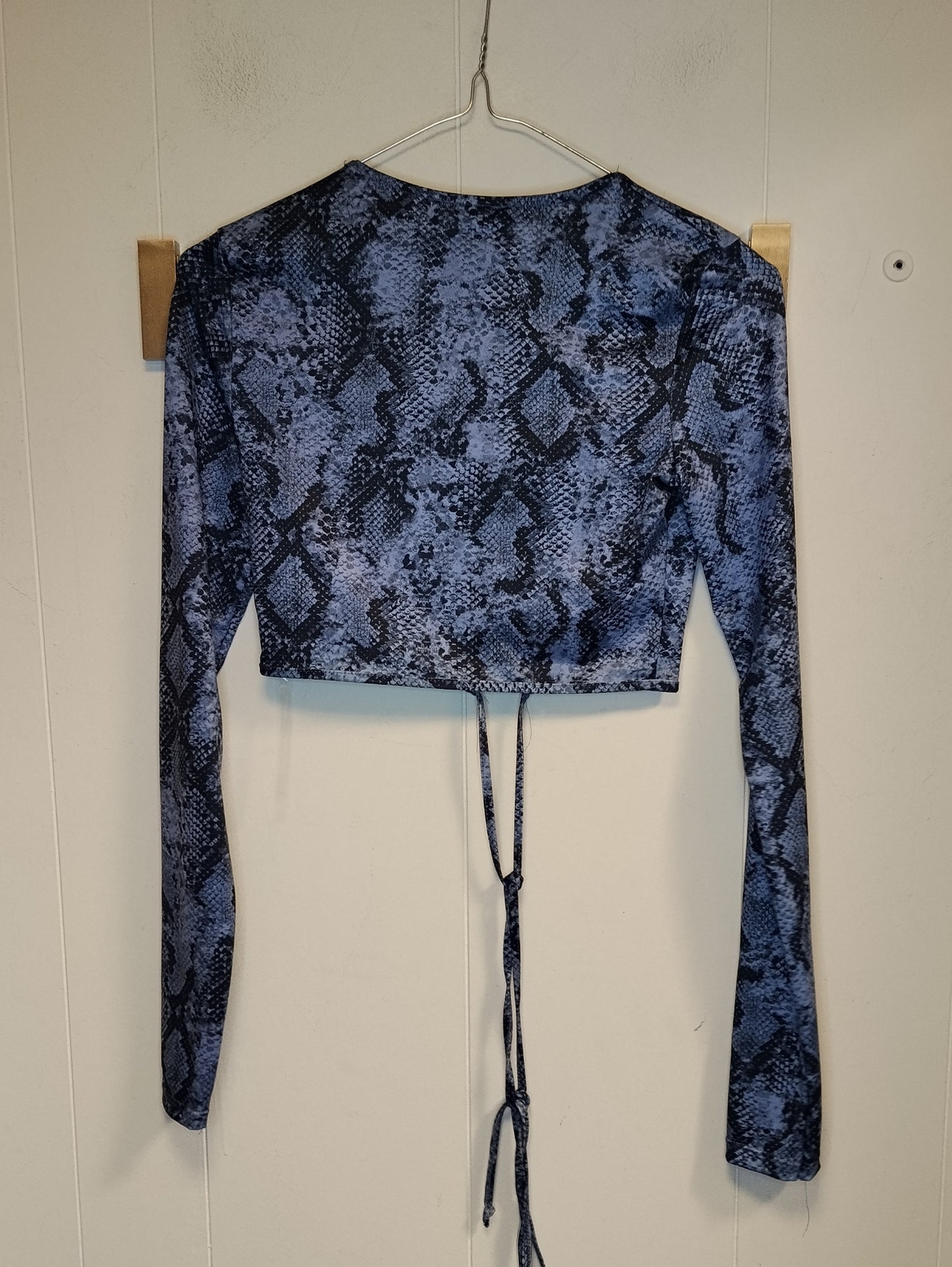 Top Crop Donna Tally Weijl Fantasia Pitonata Blu con Laccetto Taglia XS