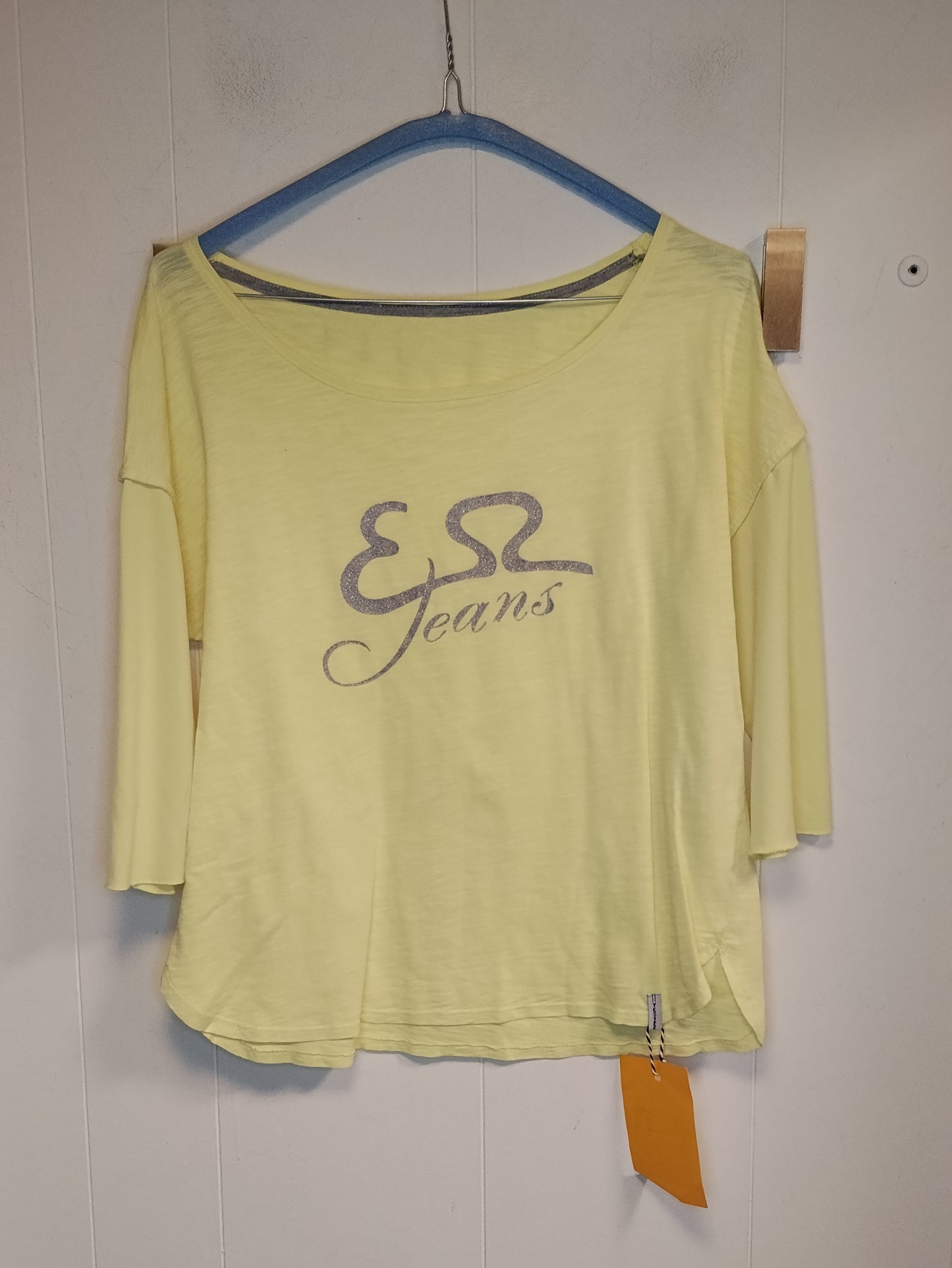 Maglia Donna Yes Zee Gialla con Logo Glitter Manica 3/4 Taglia M