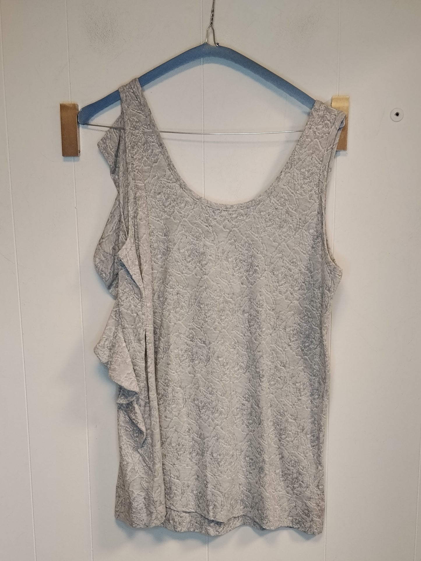 Top Donna Mango Fantasia Pitonata Grigio con Volant Laterale Taglia M