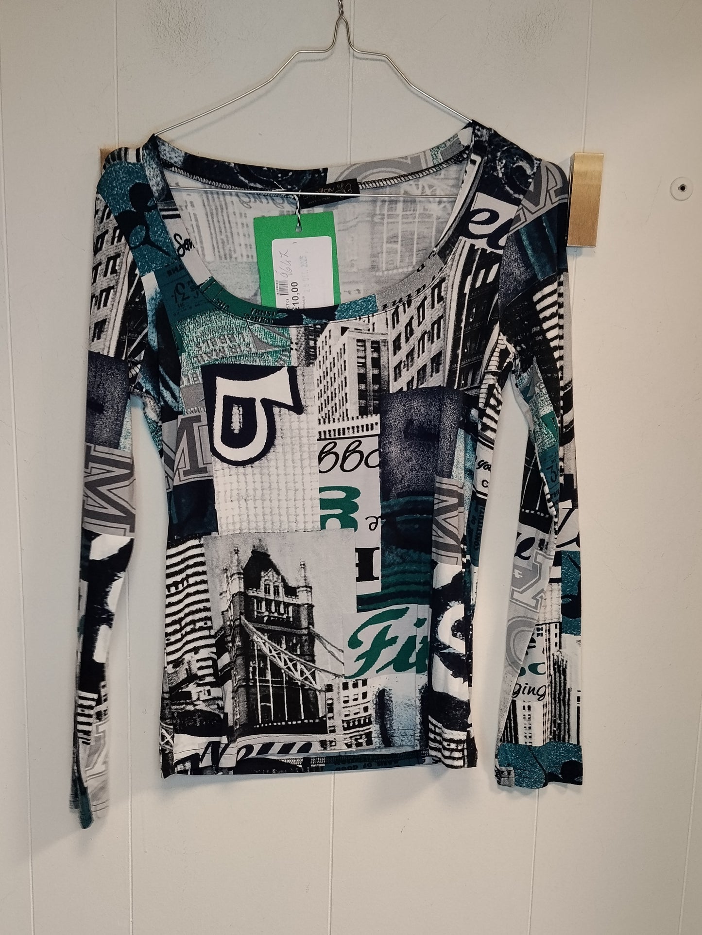 Maglia Donna Papillon Fantasia Urban City Maniche Lunghe Taglia L