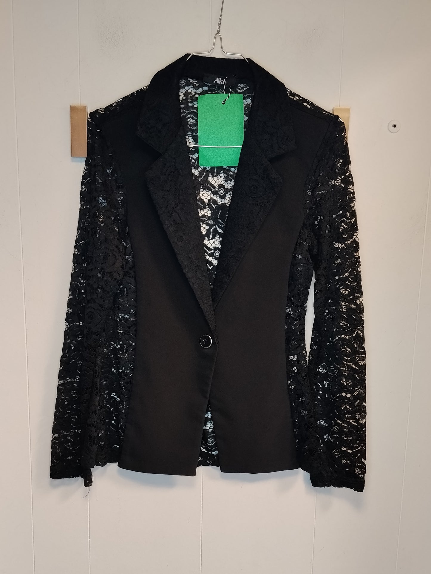 Completo Donna ARE Nero con Pizzo 2 Pezzi Giacca e Pantalone Taglia S